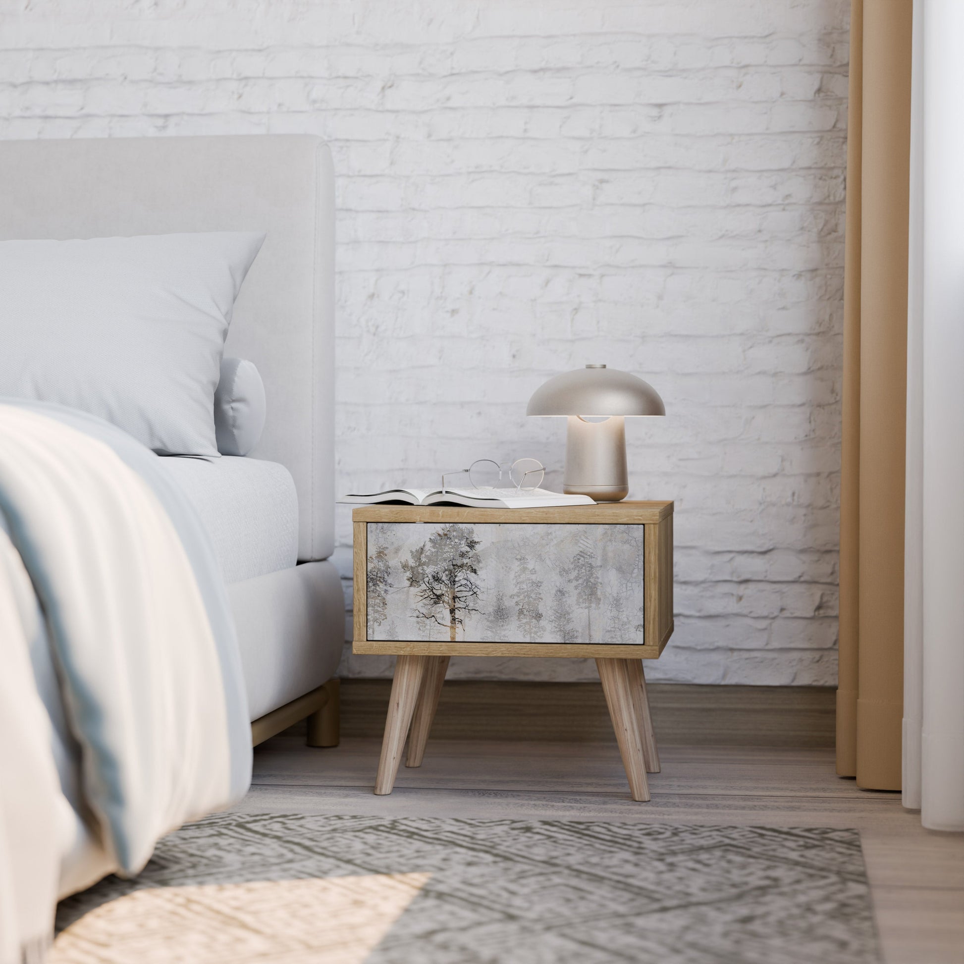 FADE IN THE TREES Nightstand in Oak Effect