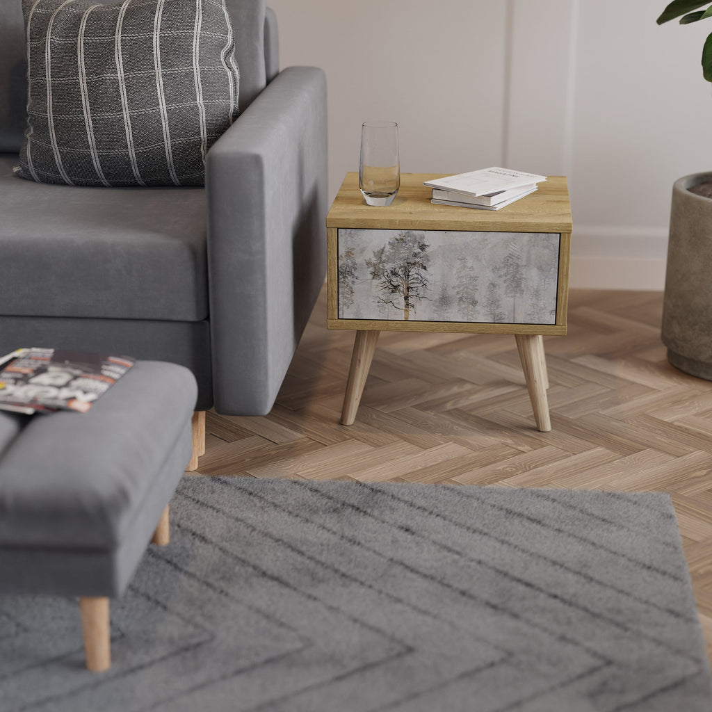 FADE IN THE TREES Nightstand in Oak Effect