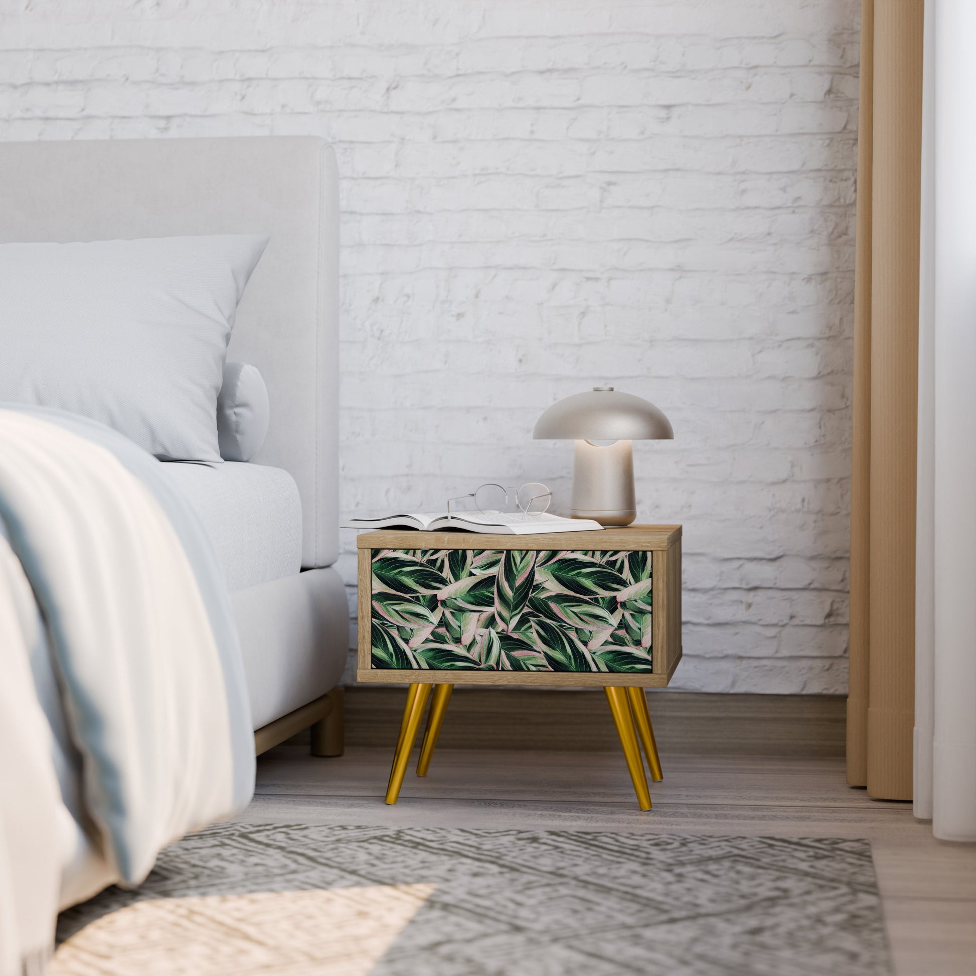 EERIE STROMANTHE Nightstand in Oak Effect