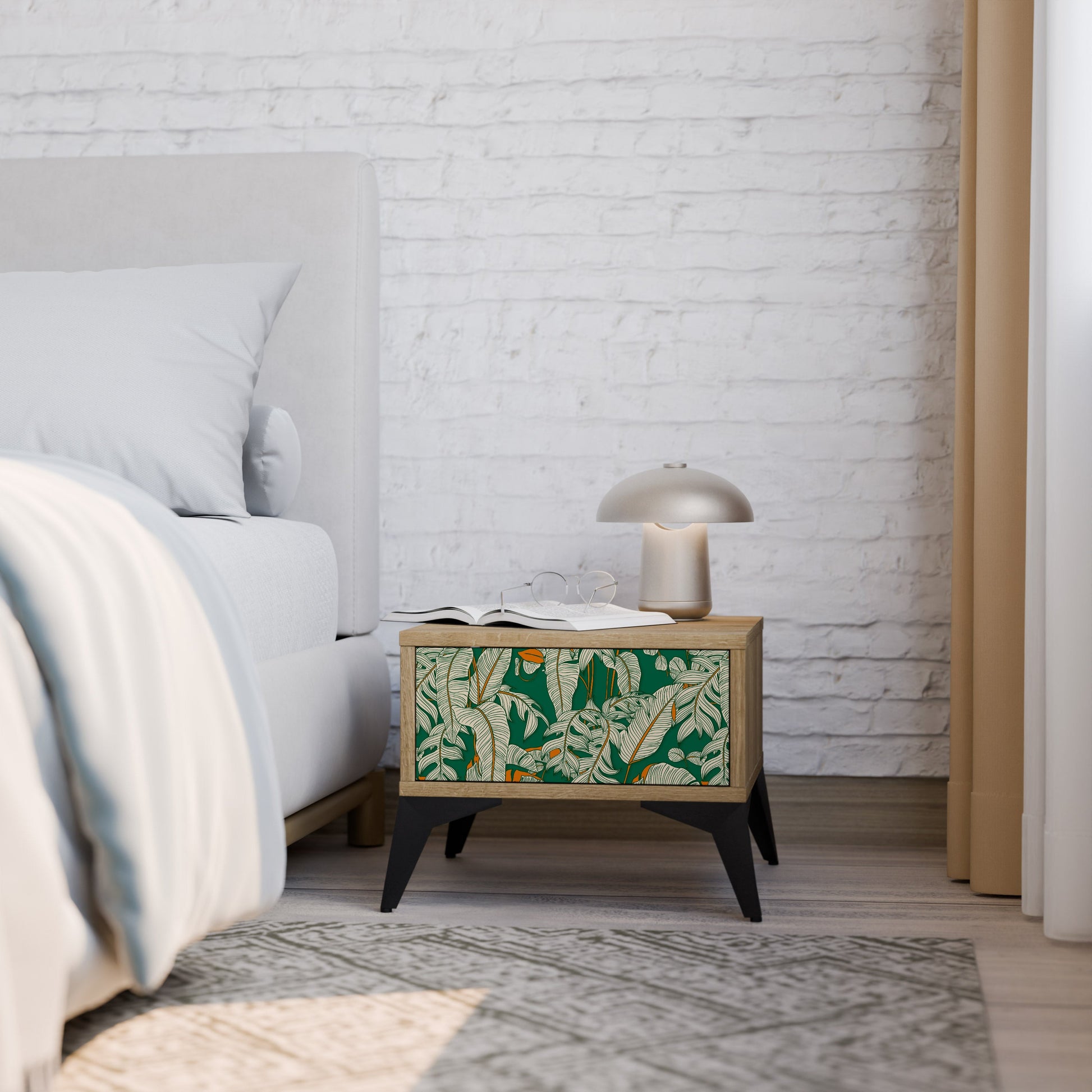 VERDANT PLEASURES Nightstand in Oak Effect