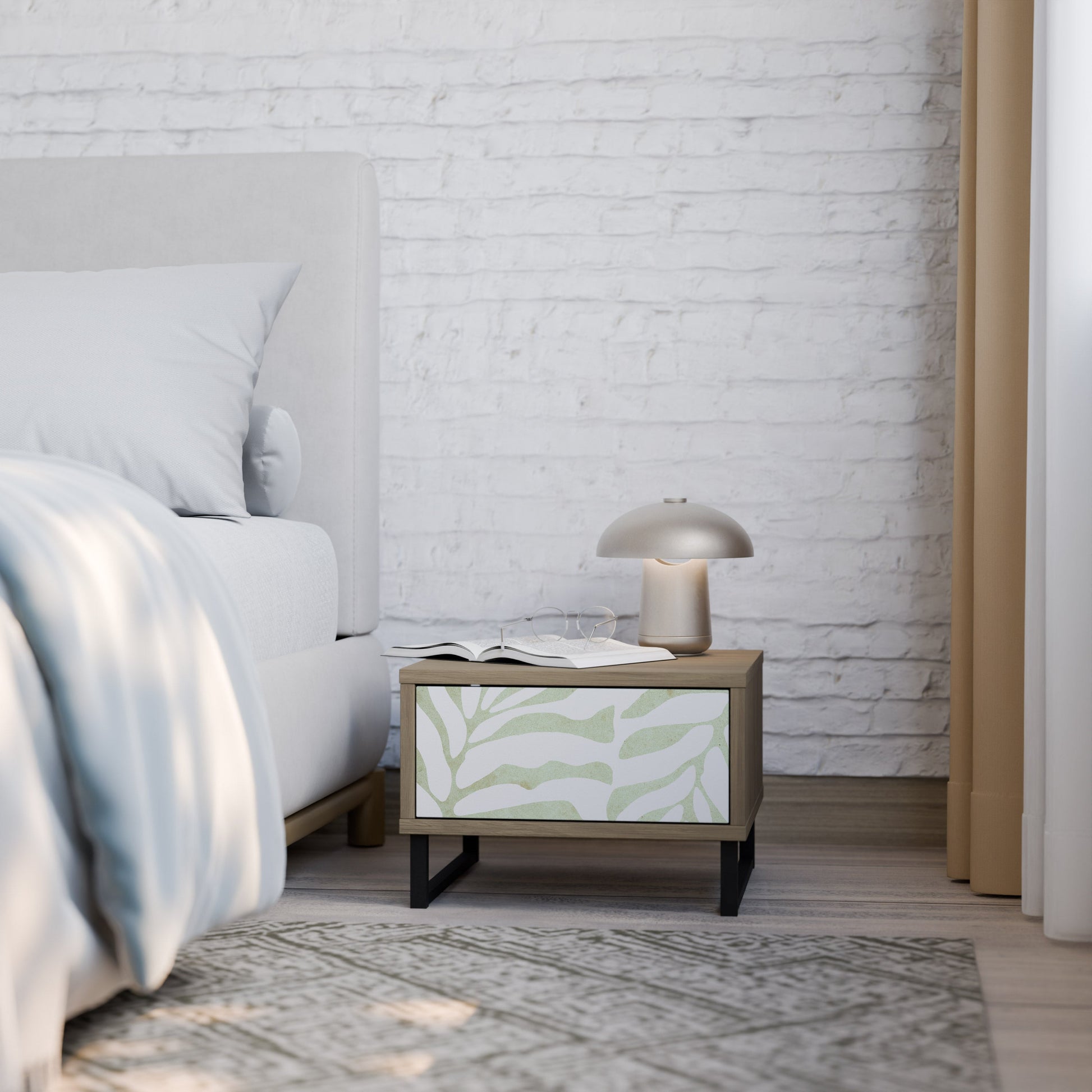 BOTANICAL SPARK Nightstand in Oak Effect
