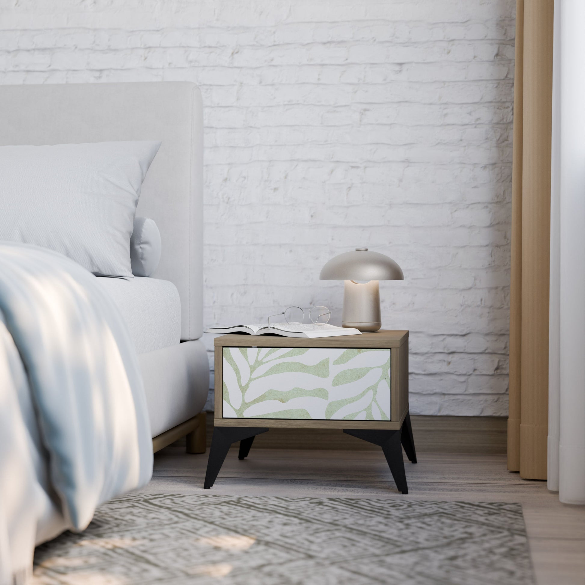 BOTANICAL SPARK Nightstand in Oak Effect