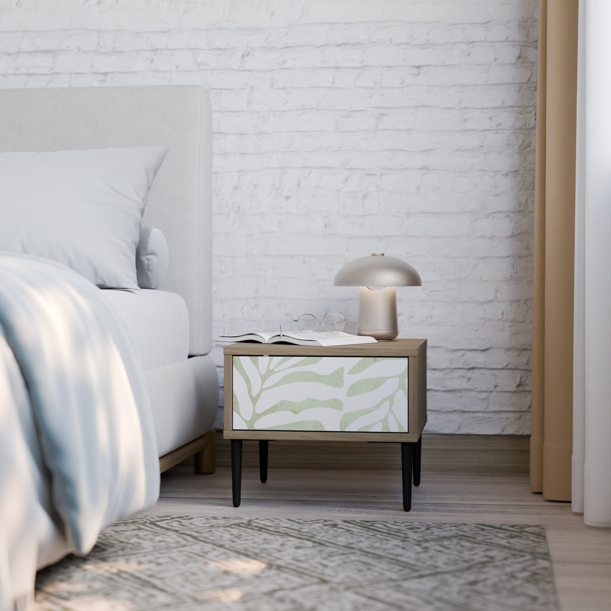 BOTANICAL SPARK Nightstand in Oak Effect