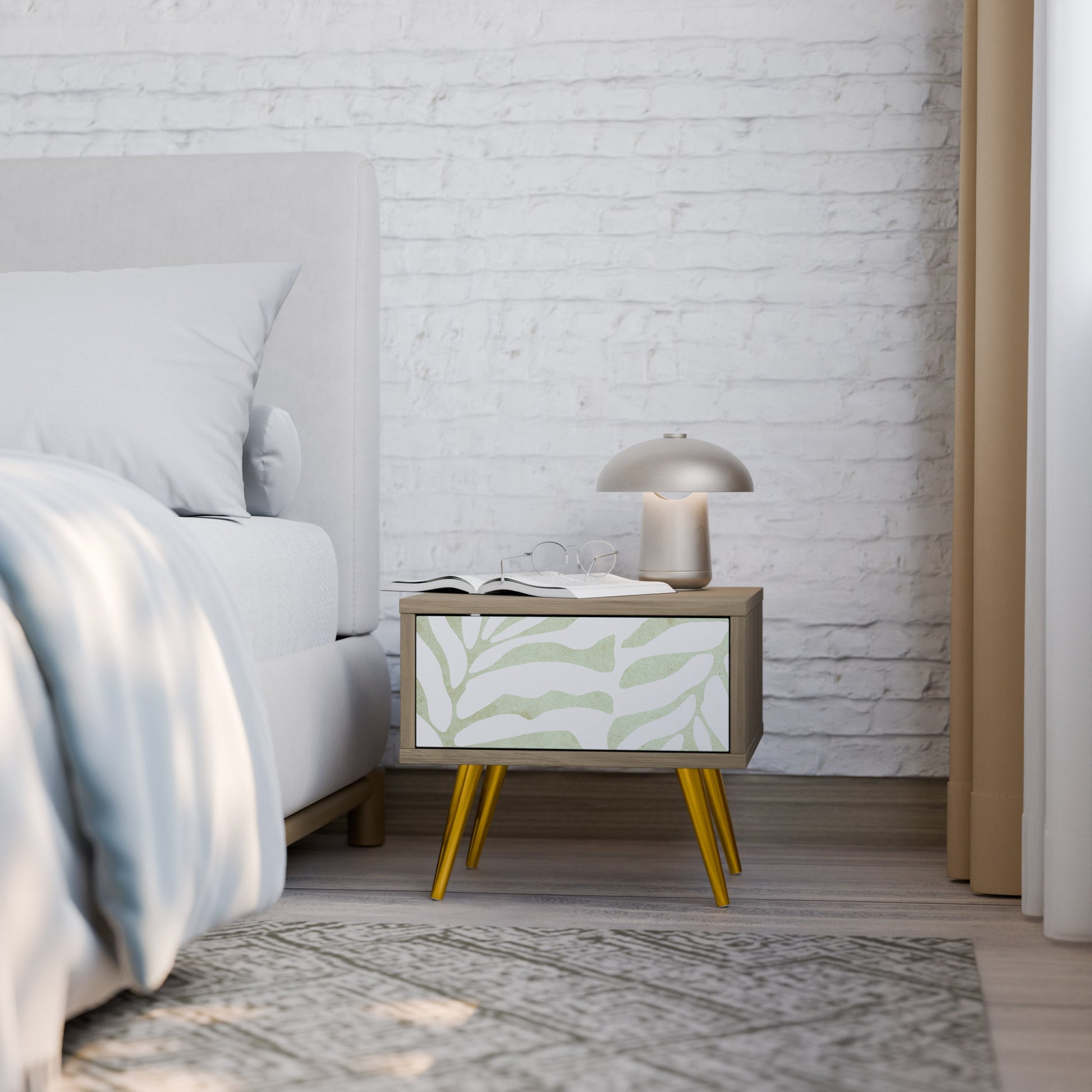 BOTANICAL SPARK Nightstand in Oak Effect