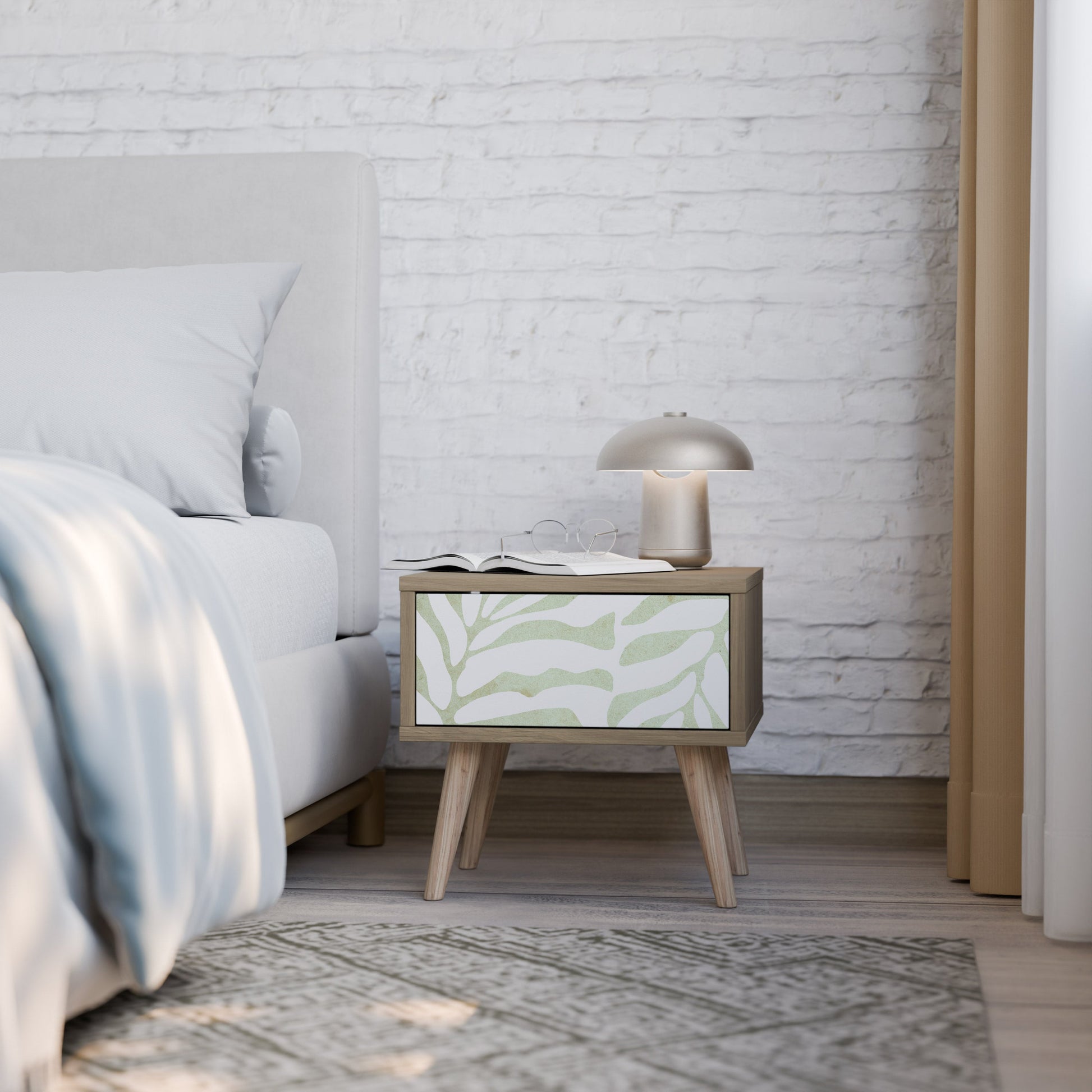 BOTANICAL SPARK Nightstand in Oak Effect