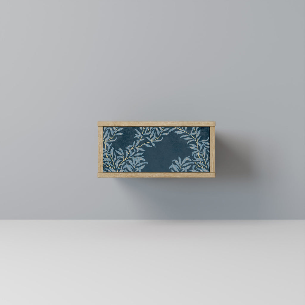 BLUE LEAVES Nightstand in Oak Effect