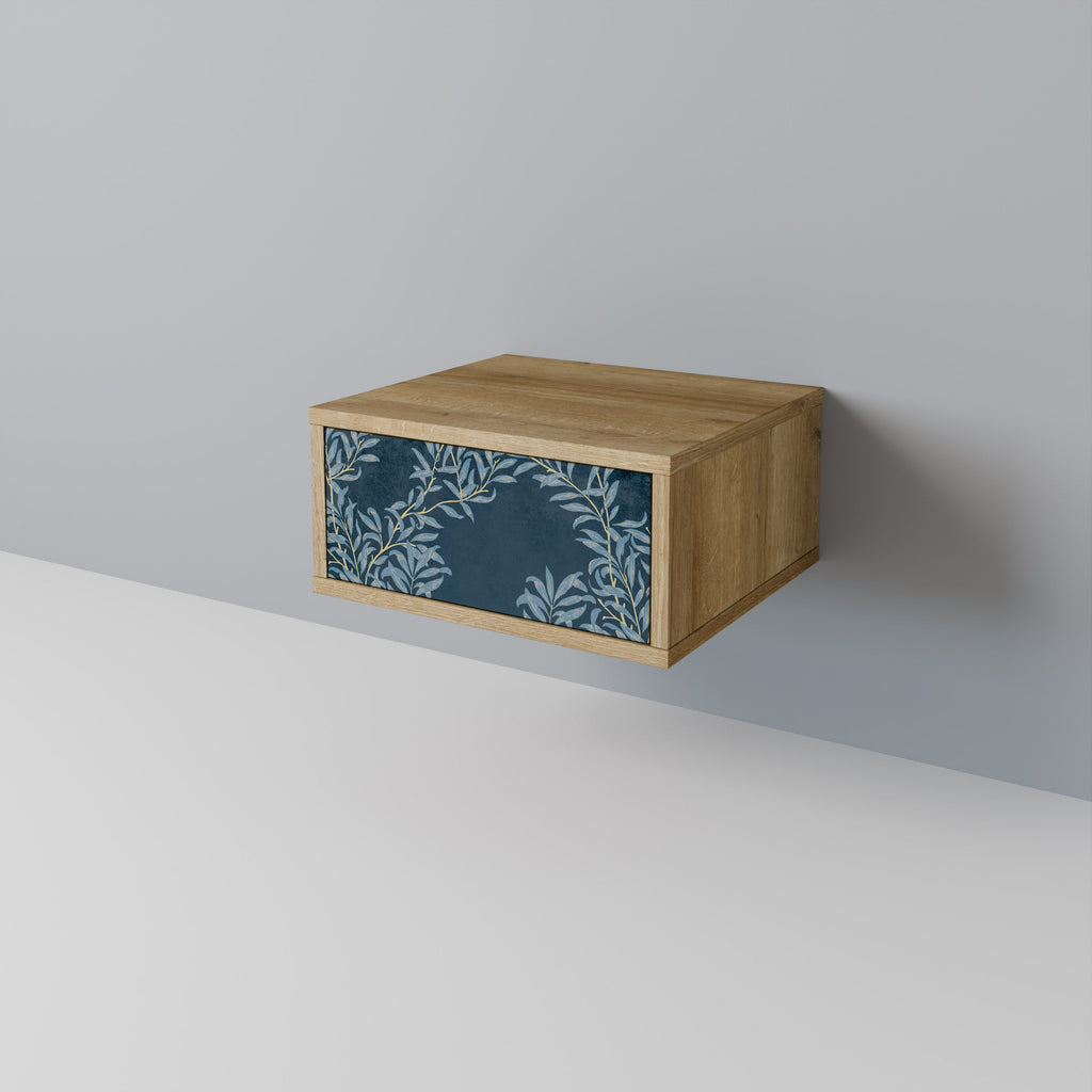 BLUE LEAVES Nightstand in Oak Effect