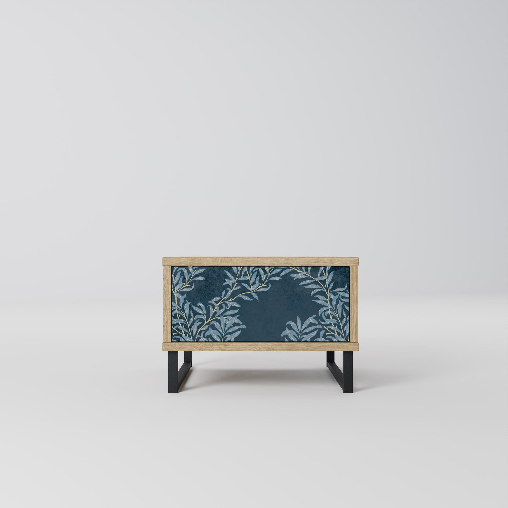 BLUE LEAVES Nightstand in Oak Effect