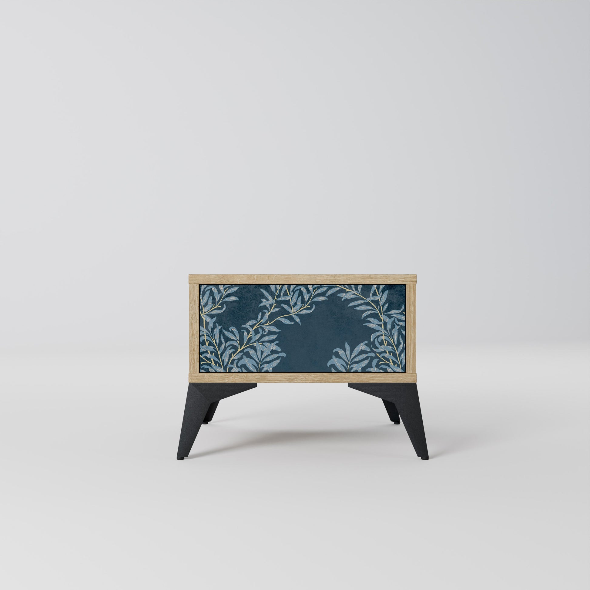 BLUE LEAVES Nightstand in Oak Effect