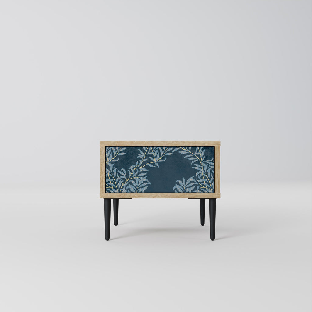 BLUE LEAVES Nightstand in Oak Effect