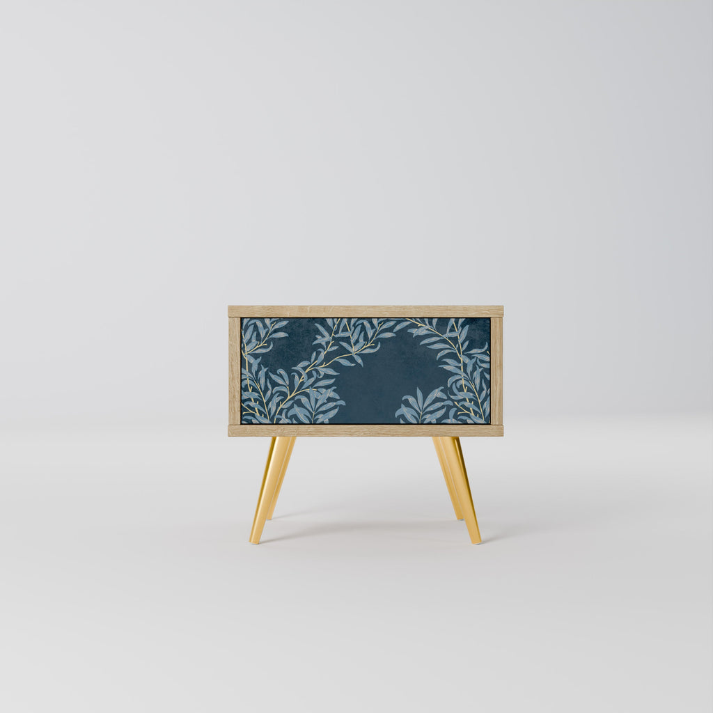 BLUE LEAVES Nightstand in Oak Effect