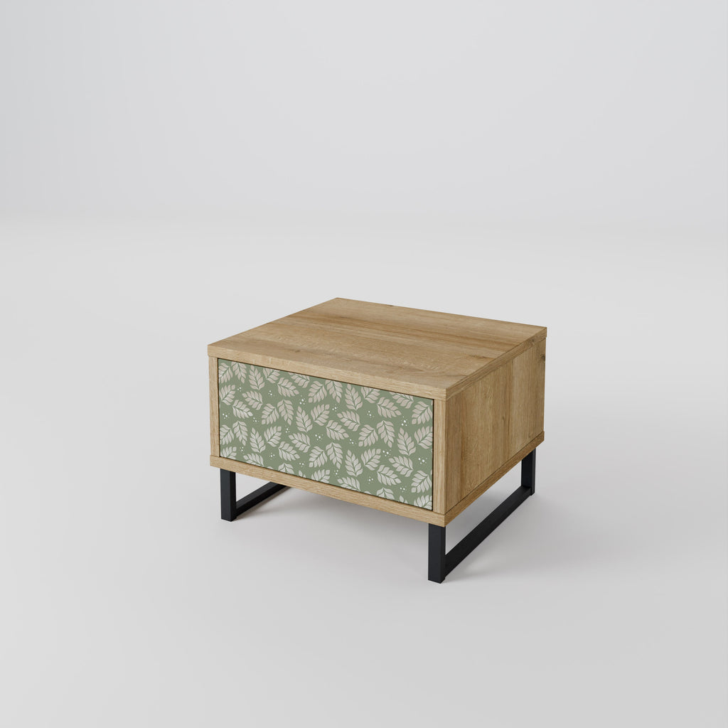 LEAVES ON GREEN Nightstand in Oak Effect