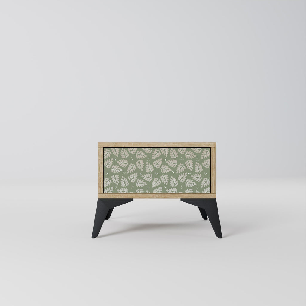 LEAVES ON GREEN Nightstand in Oak Effect