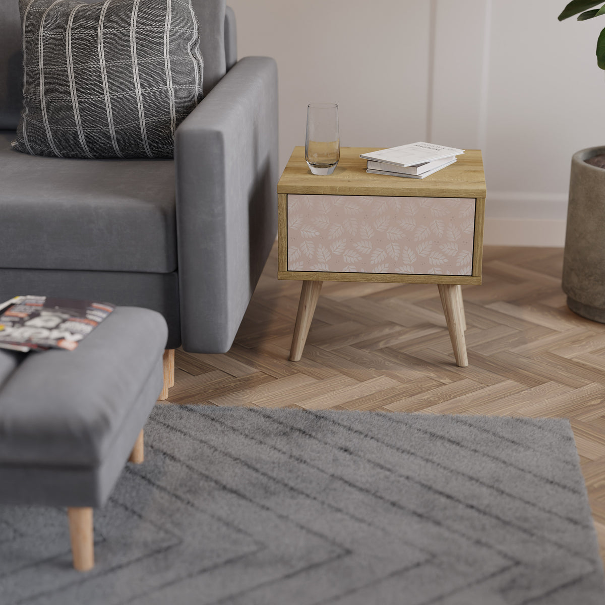 LEAVES ON BEIGE Nightstand