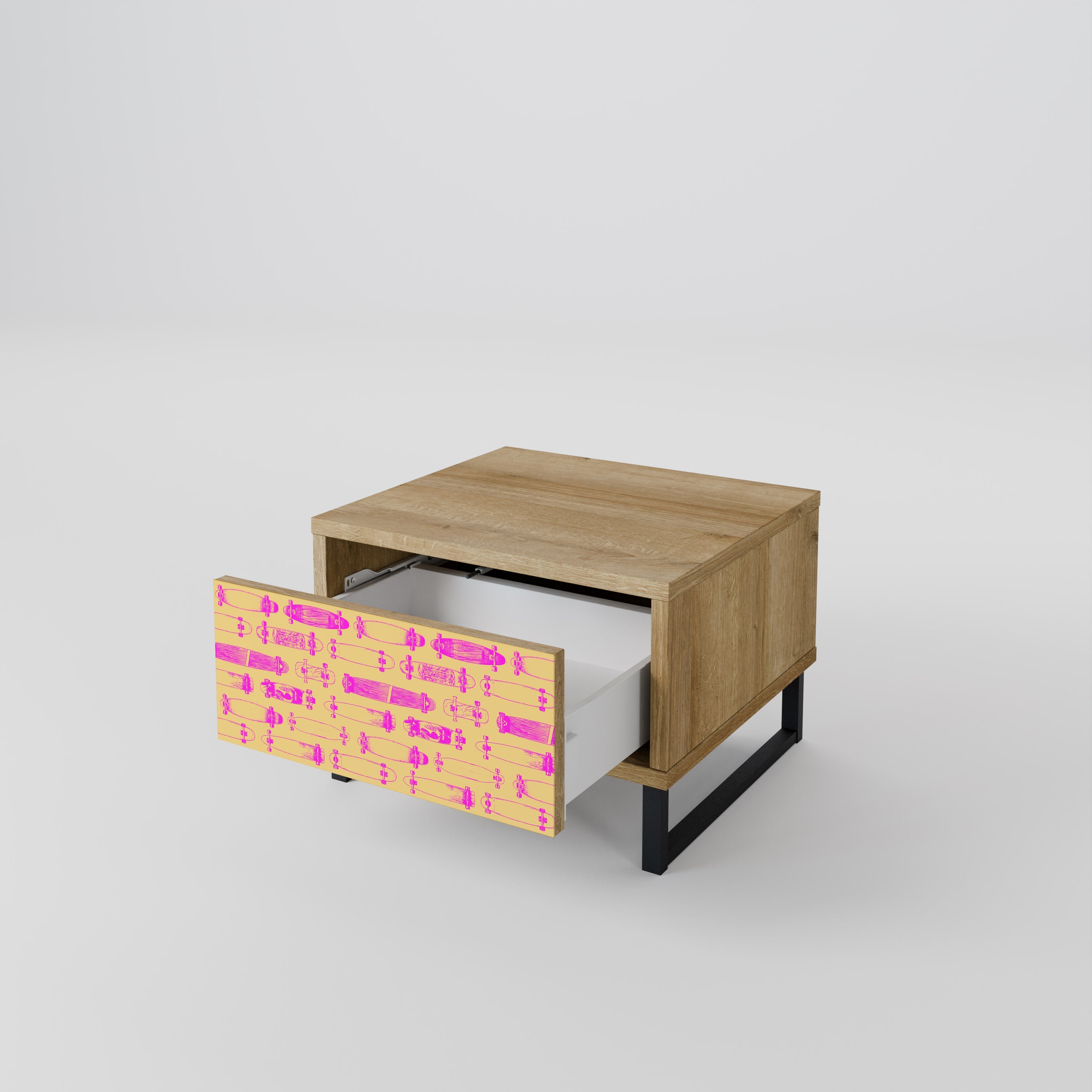 Table de chevet SKATEBOARD ARTISTRY effet chêne