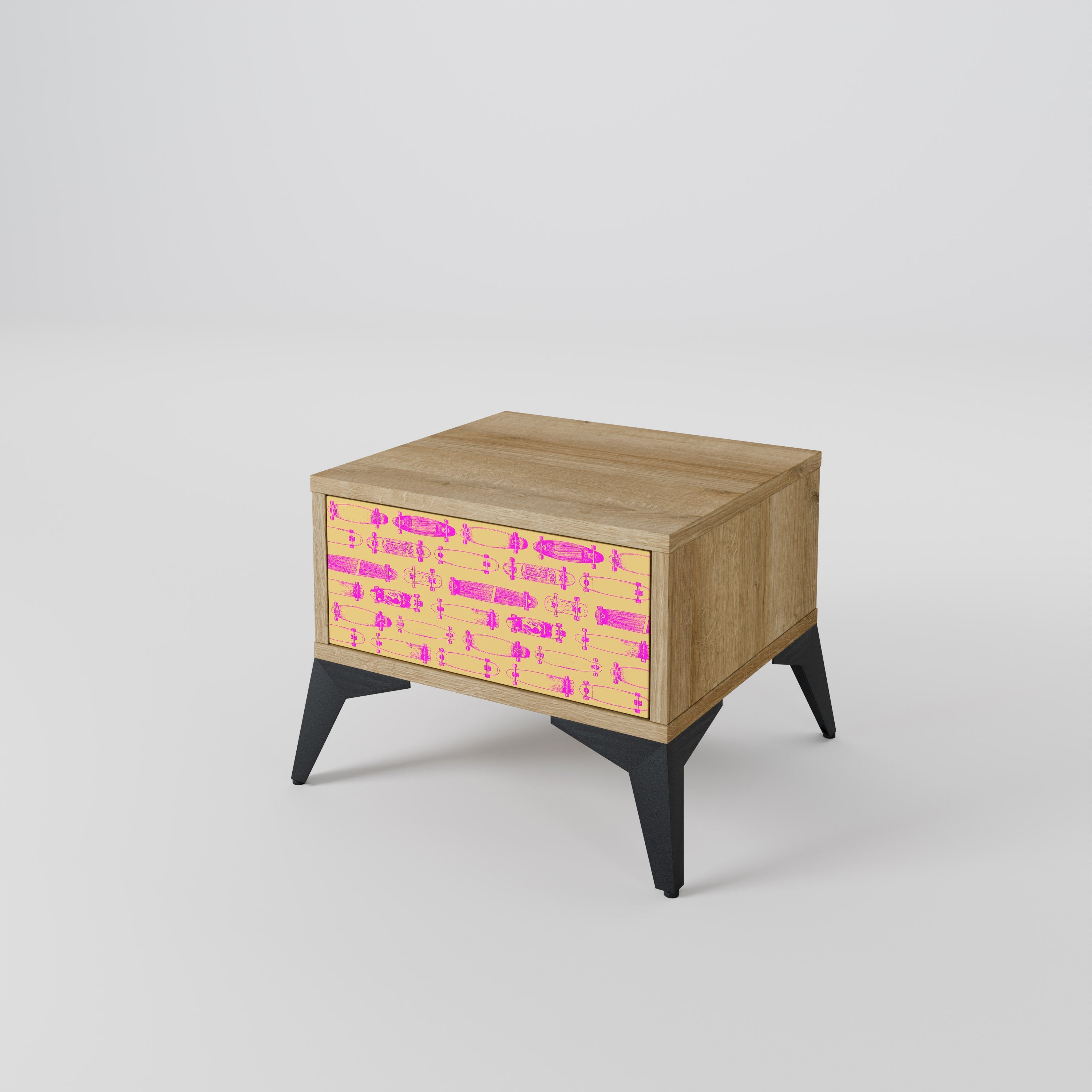 Table de chevet SKATEBOARD ARTISTRY effet chêne