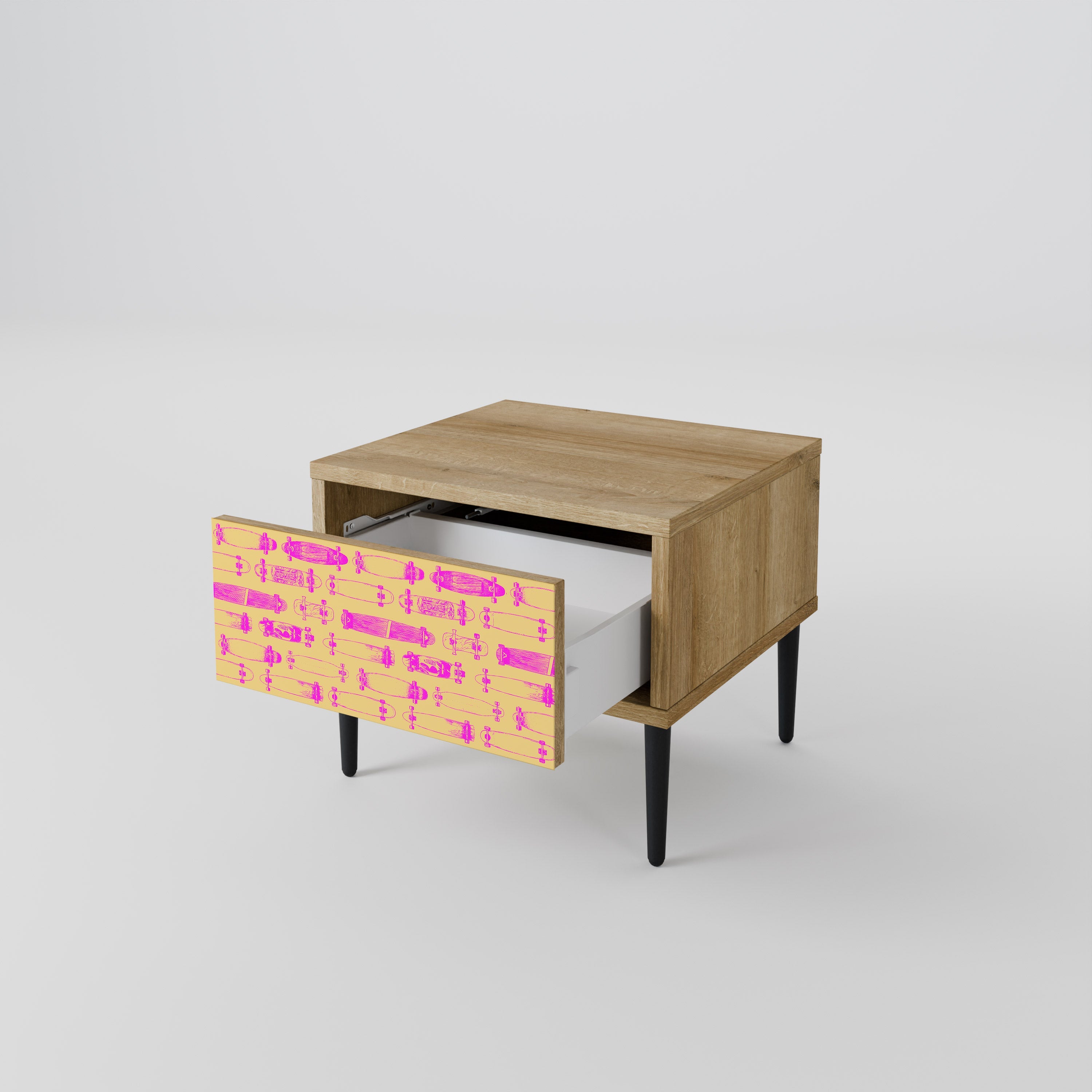 Table de chevet SKATEBOARD ARTISTRY effet chêne