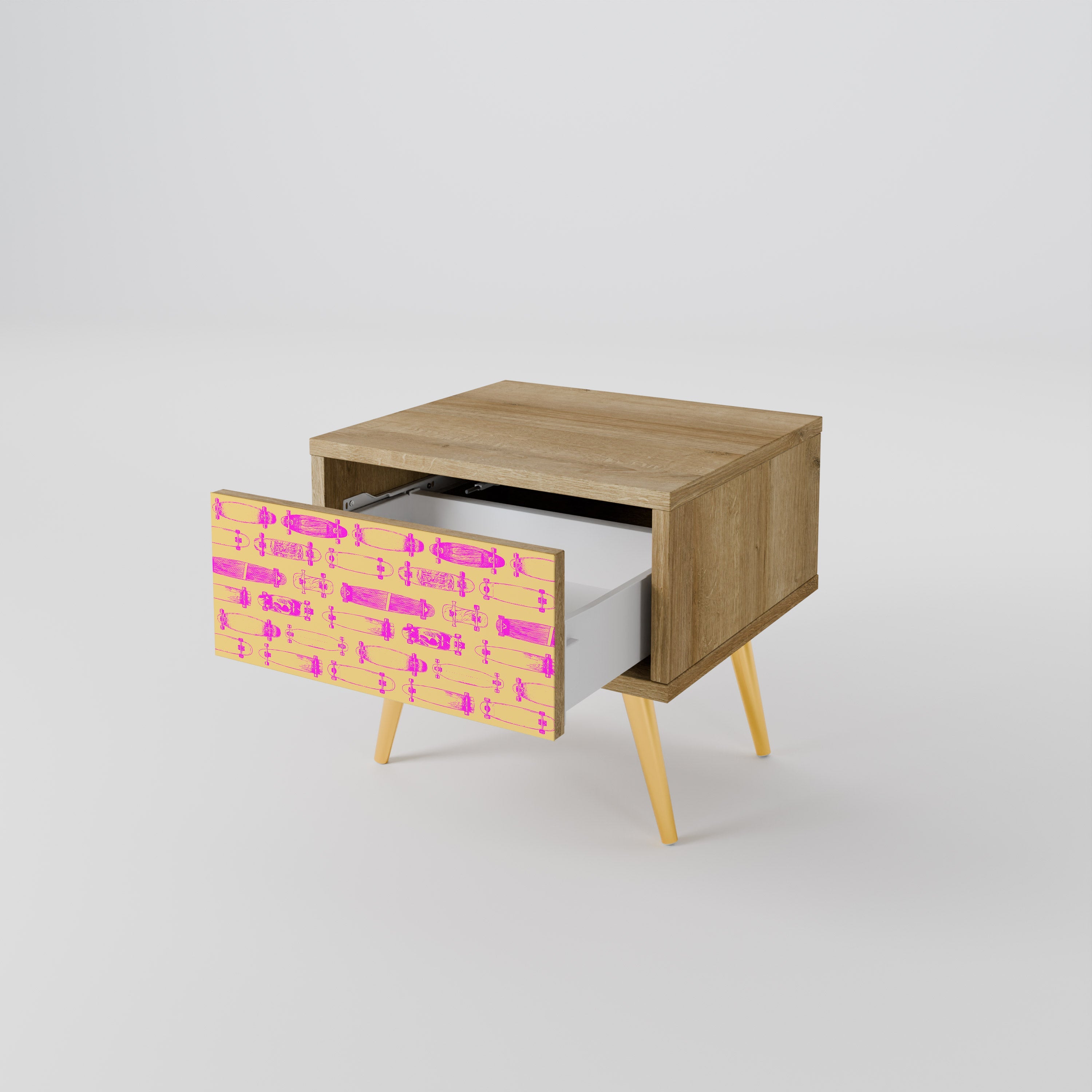 Table de chevet SKATEBOARD ARTISTRY effet chêne