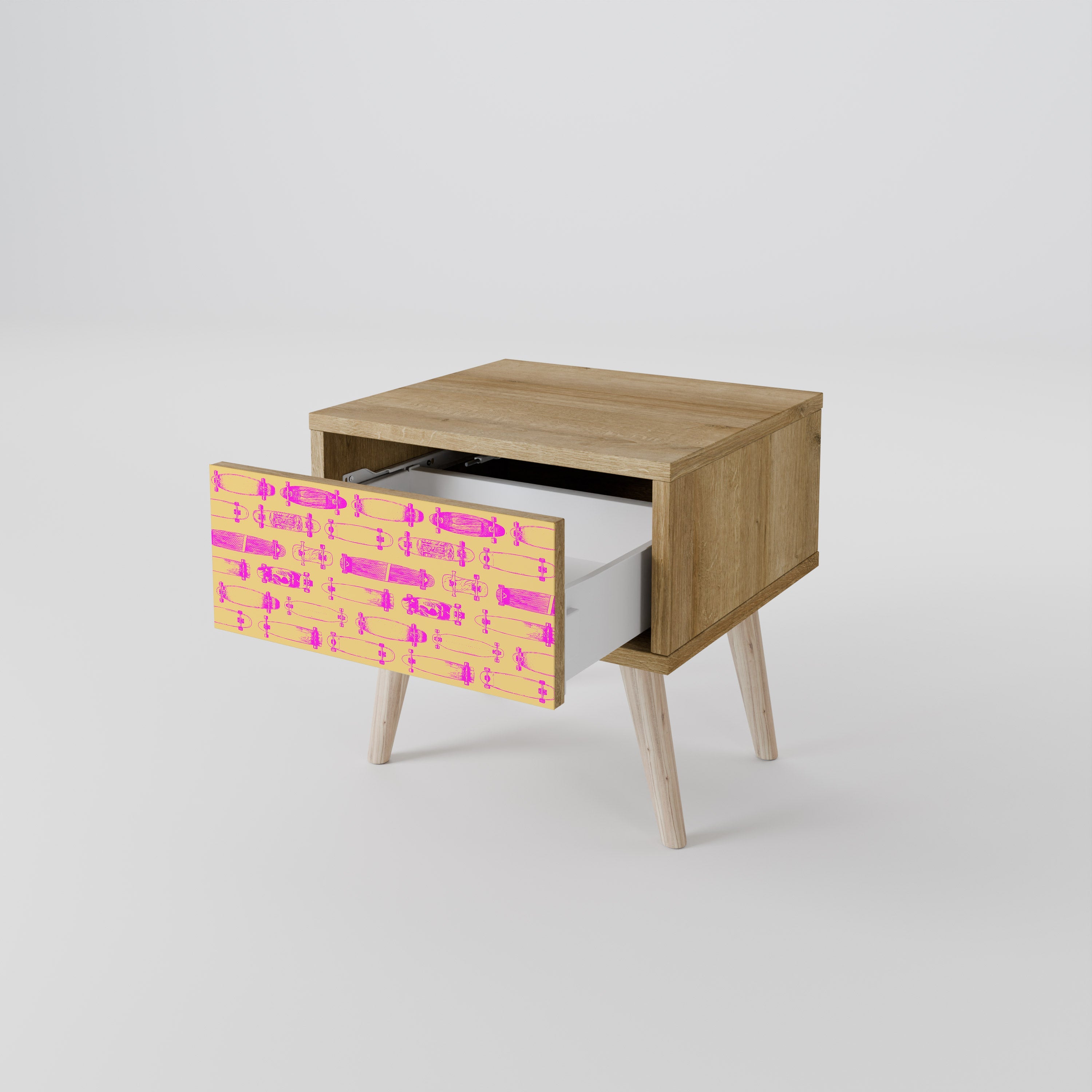 Table de chevet SKATEBOARD ARTISTRY effet chêne