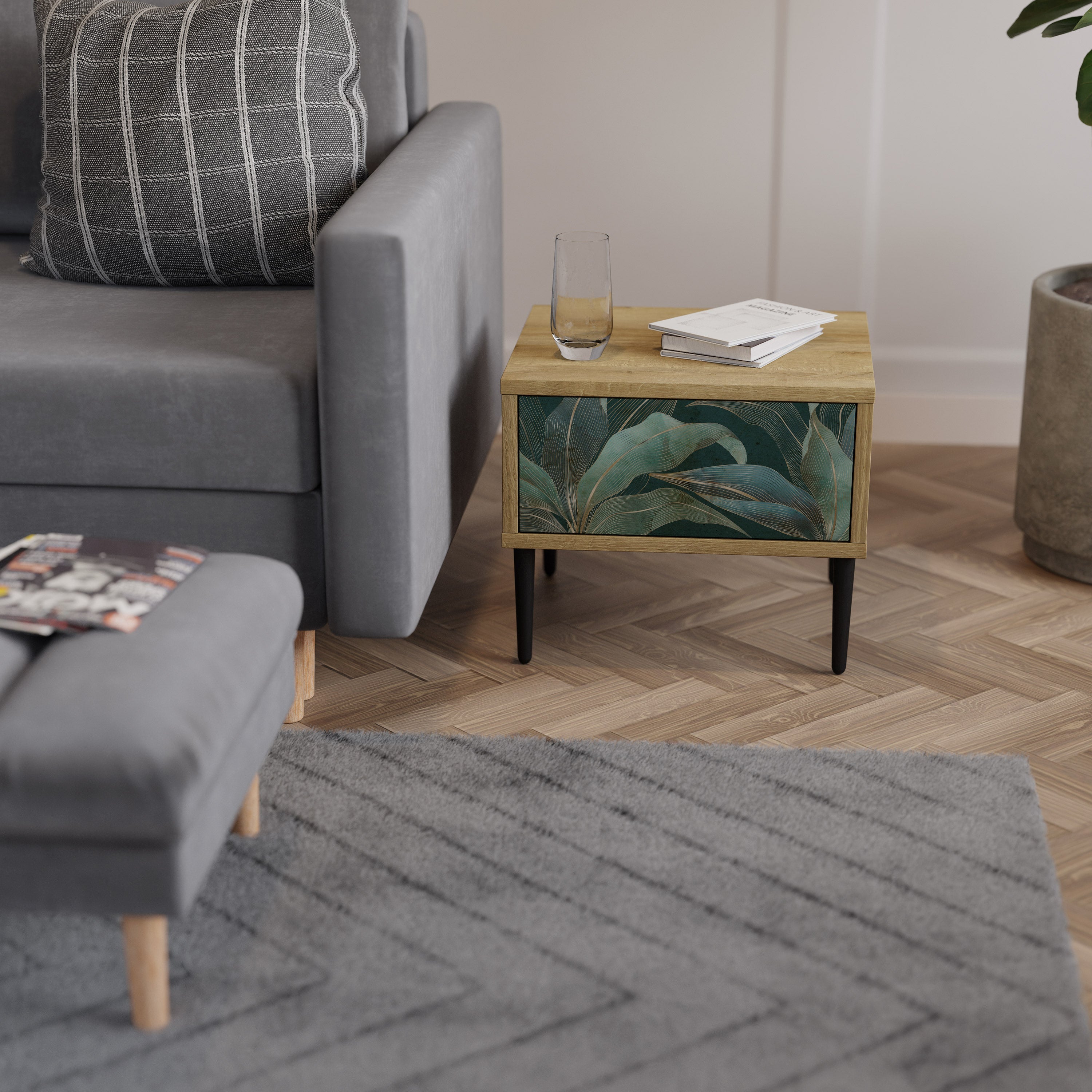 Table de chevet ROYAL GREEN effet chêne