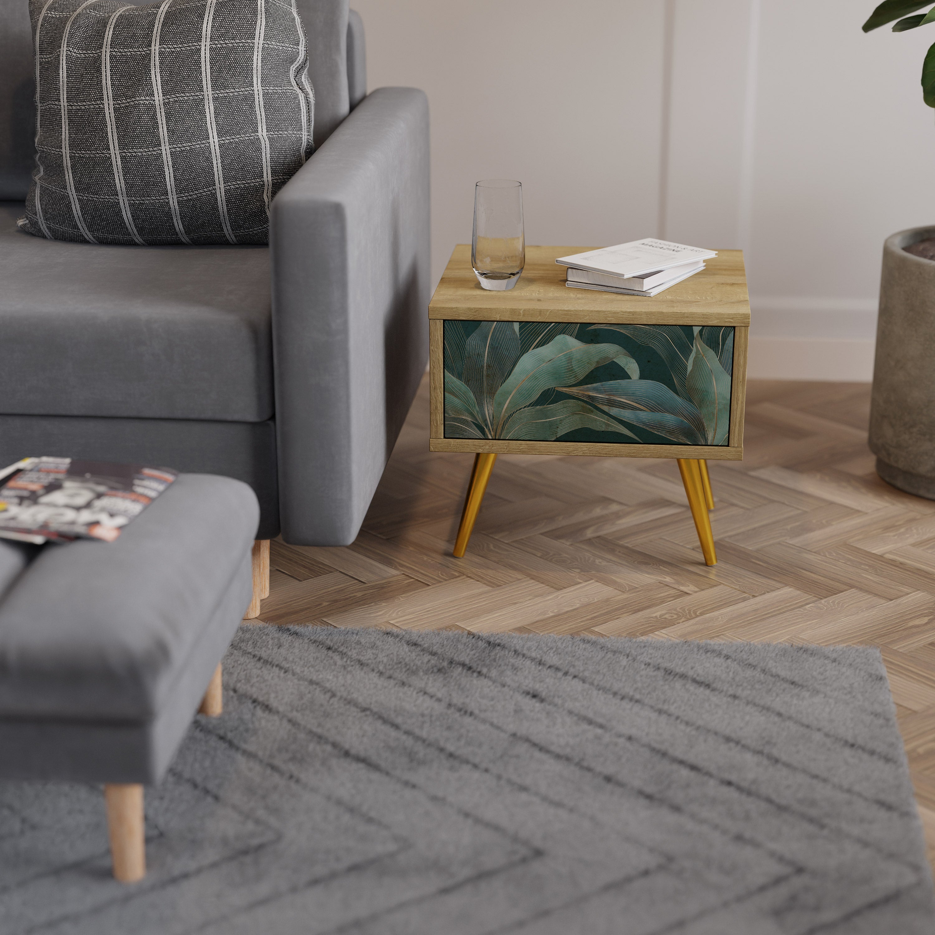 Table de chevet ROYAL GREEN effet chêne