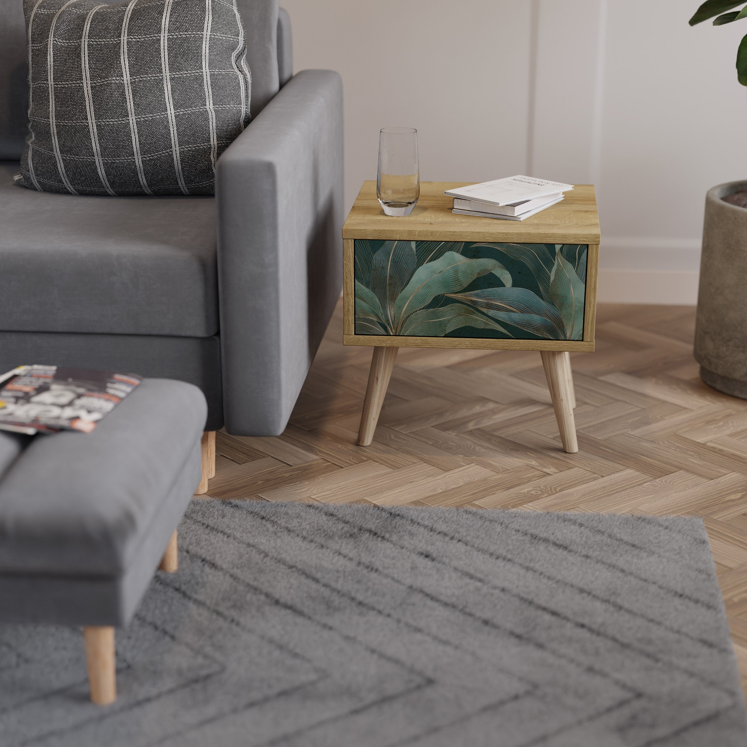 Table de chevet ROYAL GREEN effet chêne