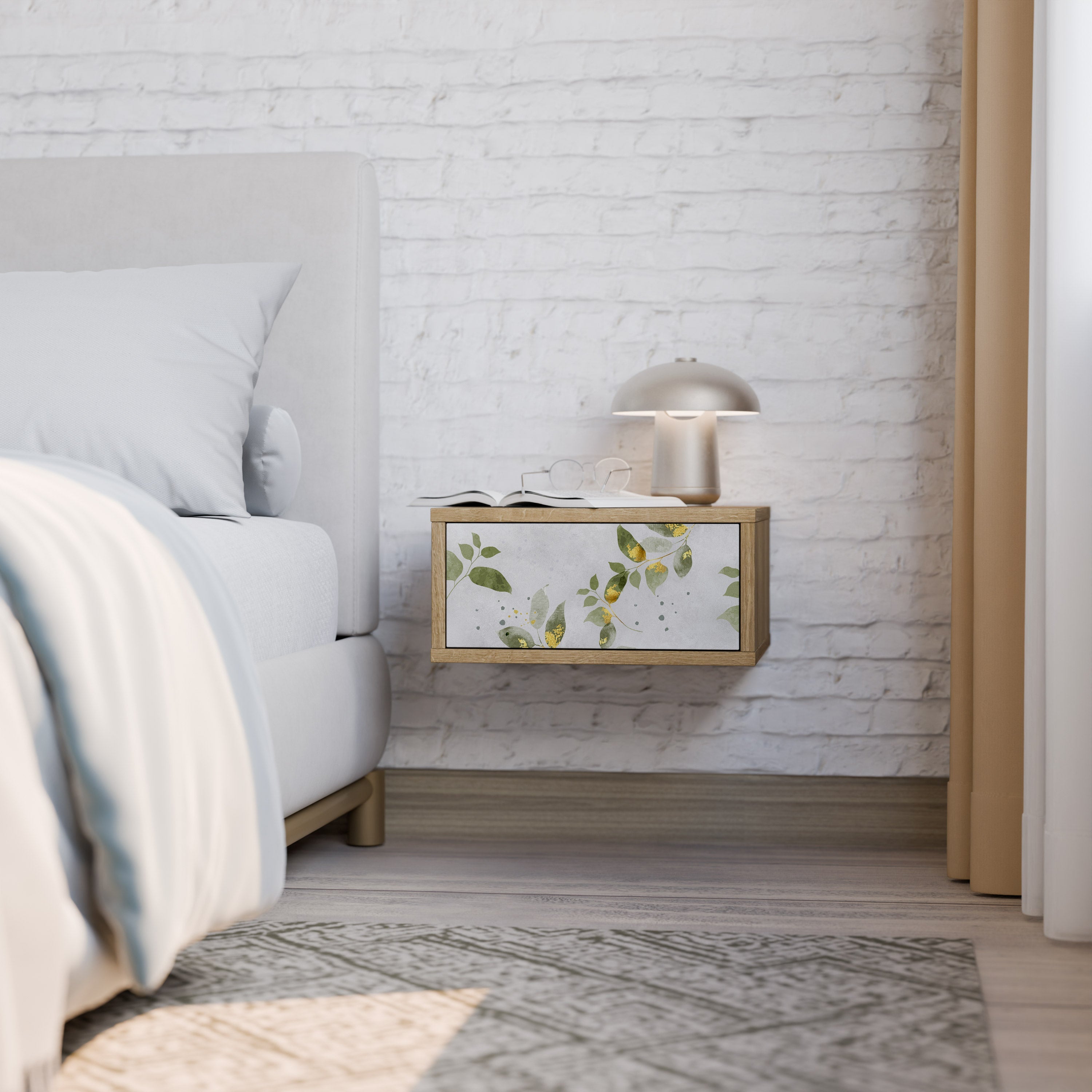 Table de chevet ELEGANT BOTANICS effet chêne