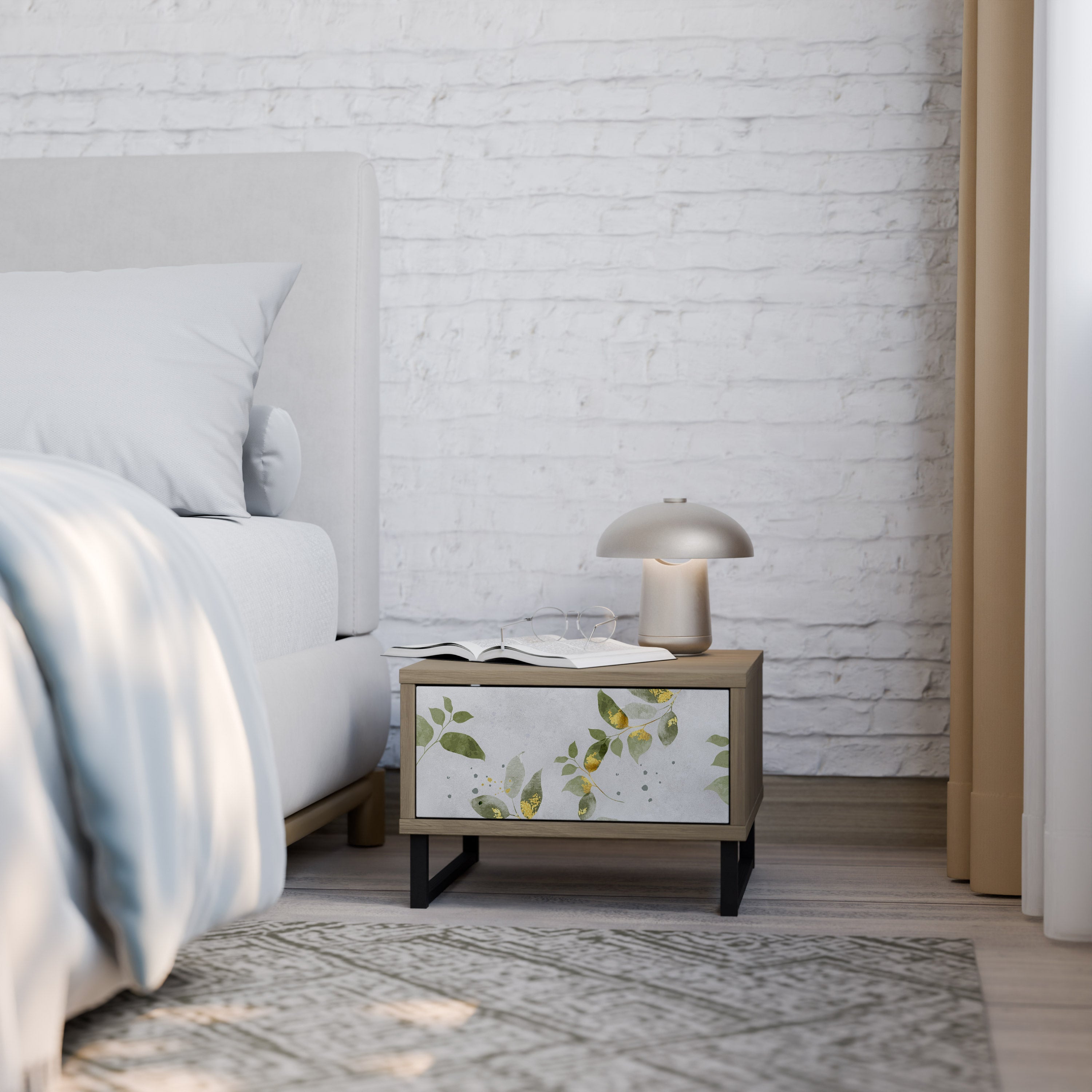 Table de chevet ELEGANT BOTANICS effet chêne
