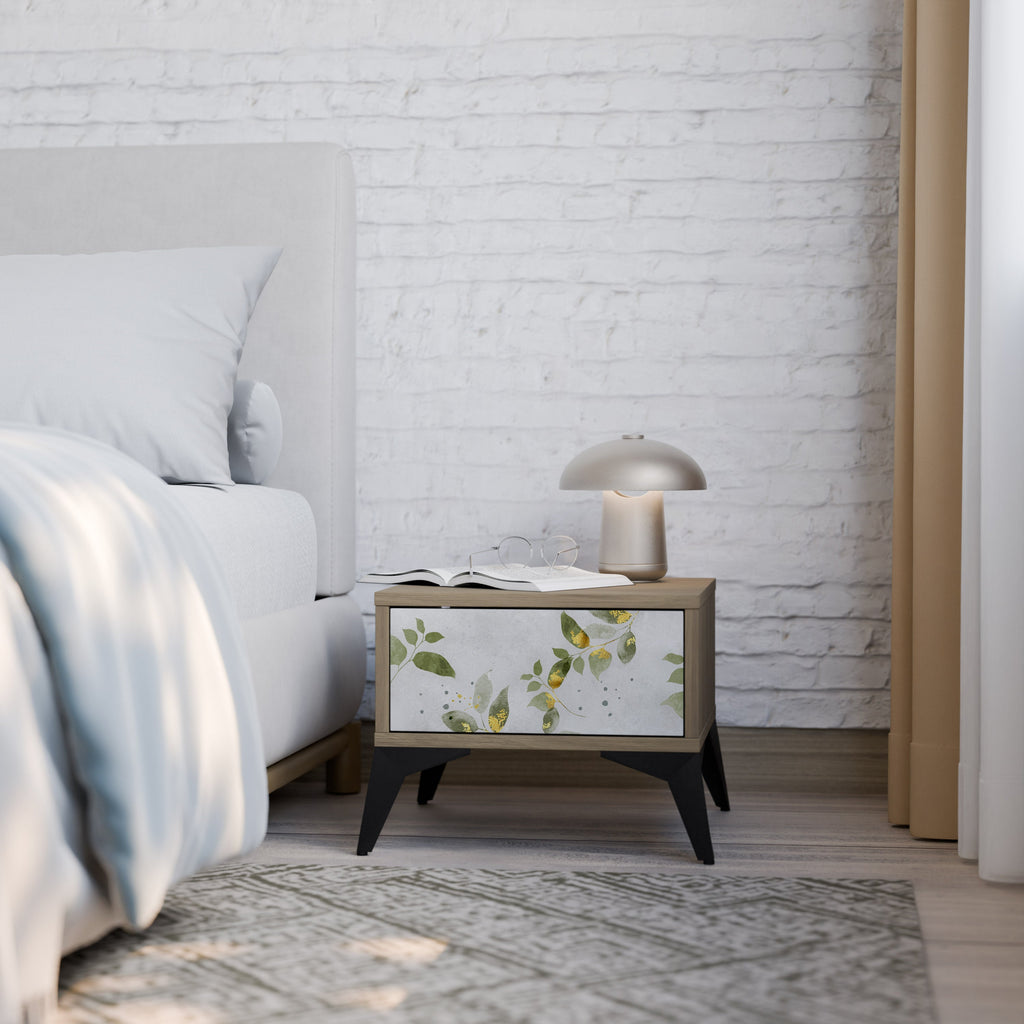 Table de chevet ELEGANT BOTANICS effet chêne