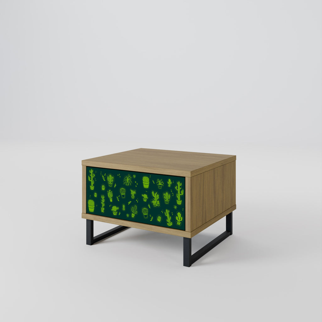 Table de chevet DESERT GREEN effet chêne