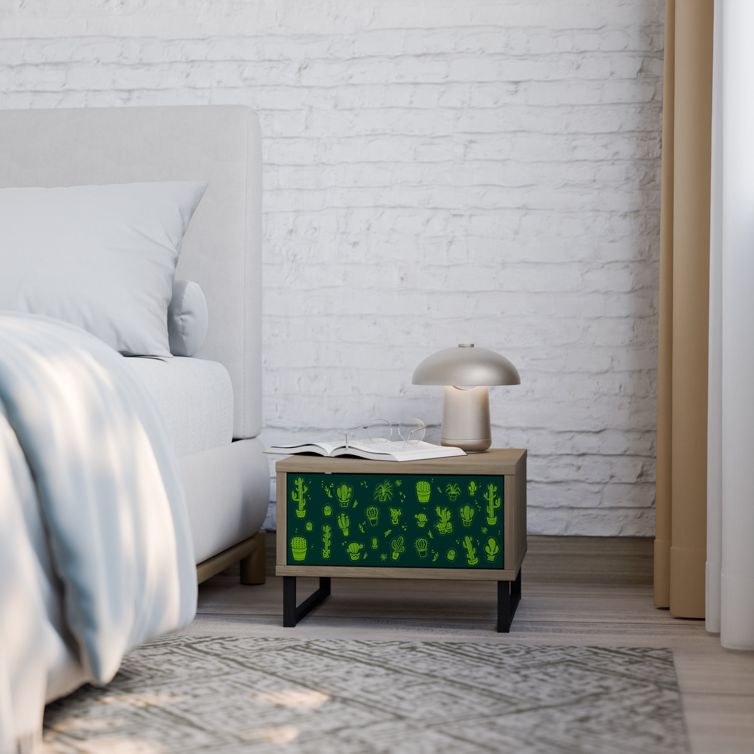 Table de chevet DESERT GREEN effet chêne
