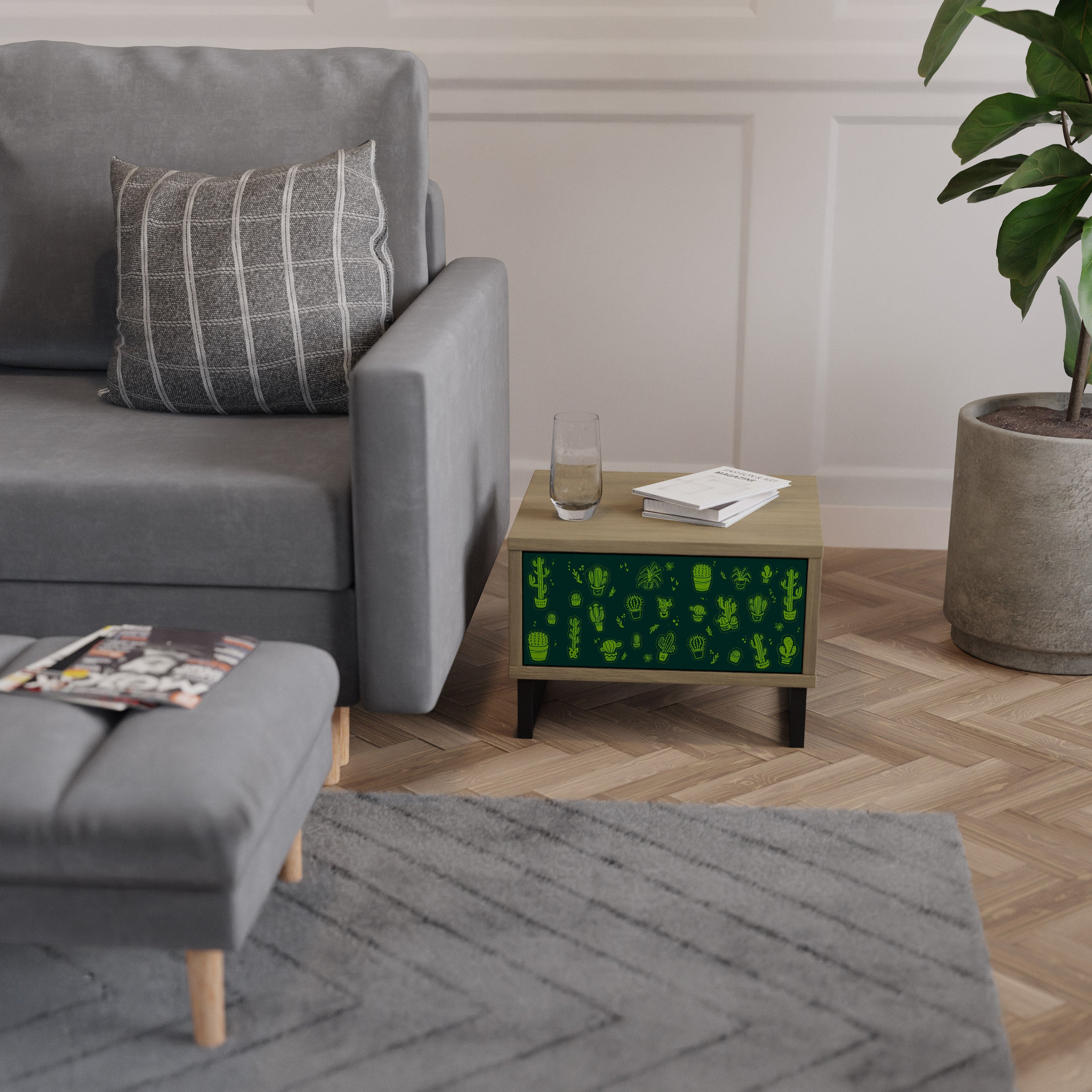 Table de chevet DESERT GREEN effet chêne