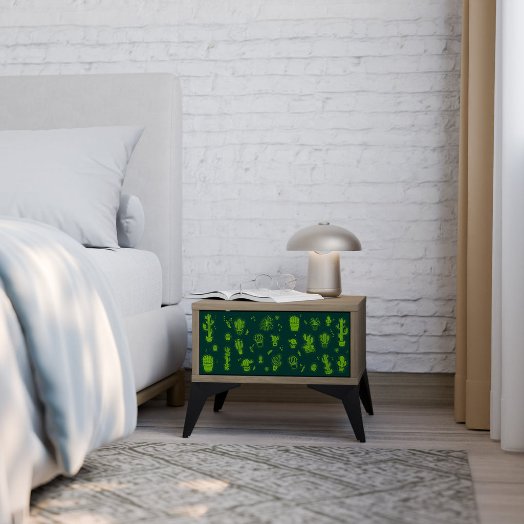 Table de chevet DESERT GREEN effet chêne