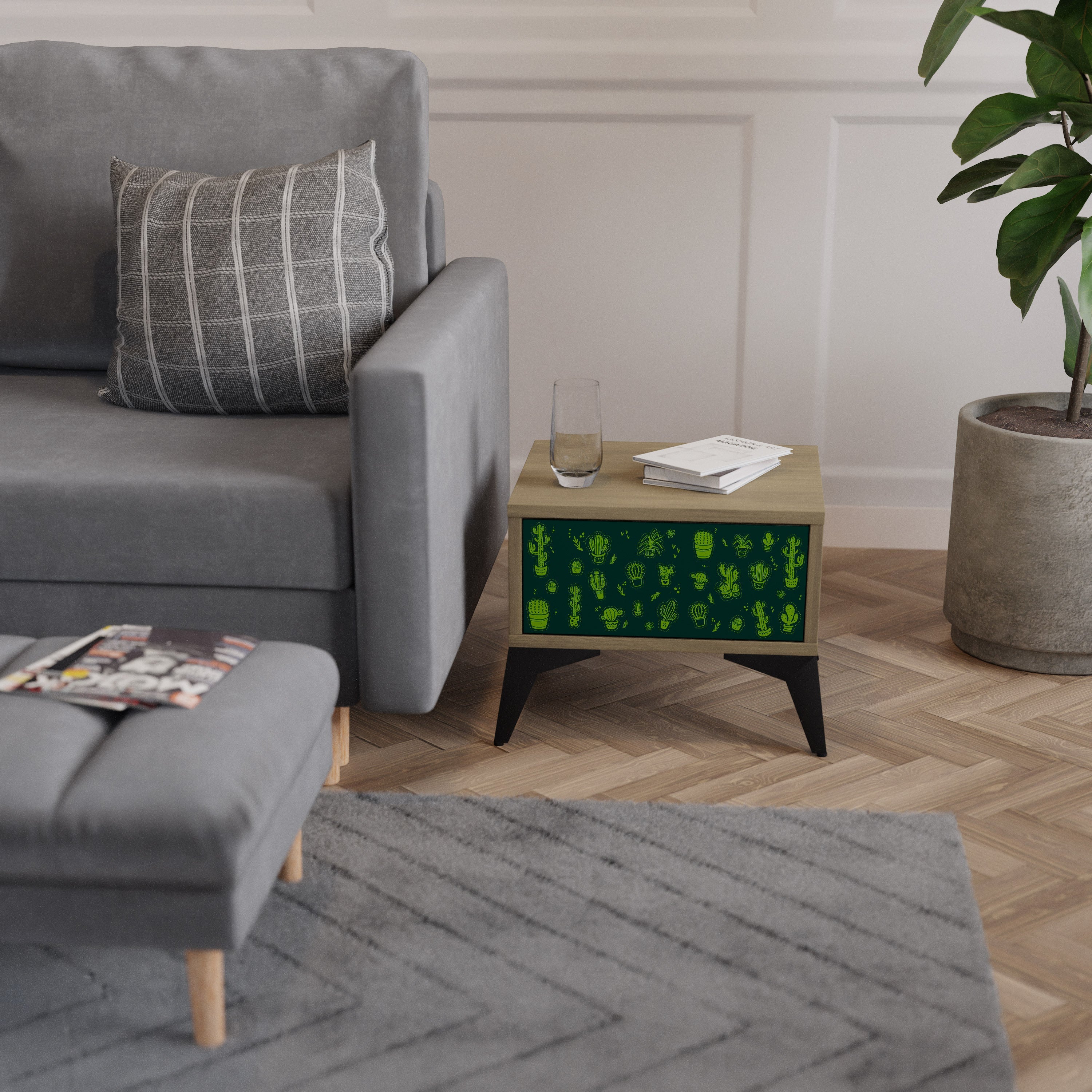 Table de chevet DESERT GREEN effet chêne