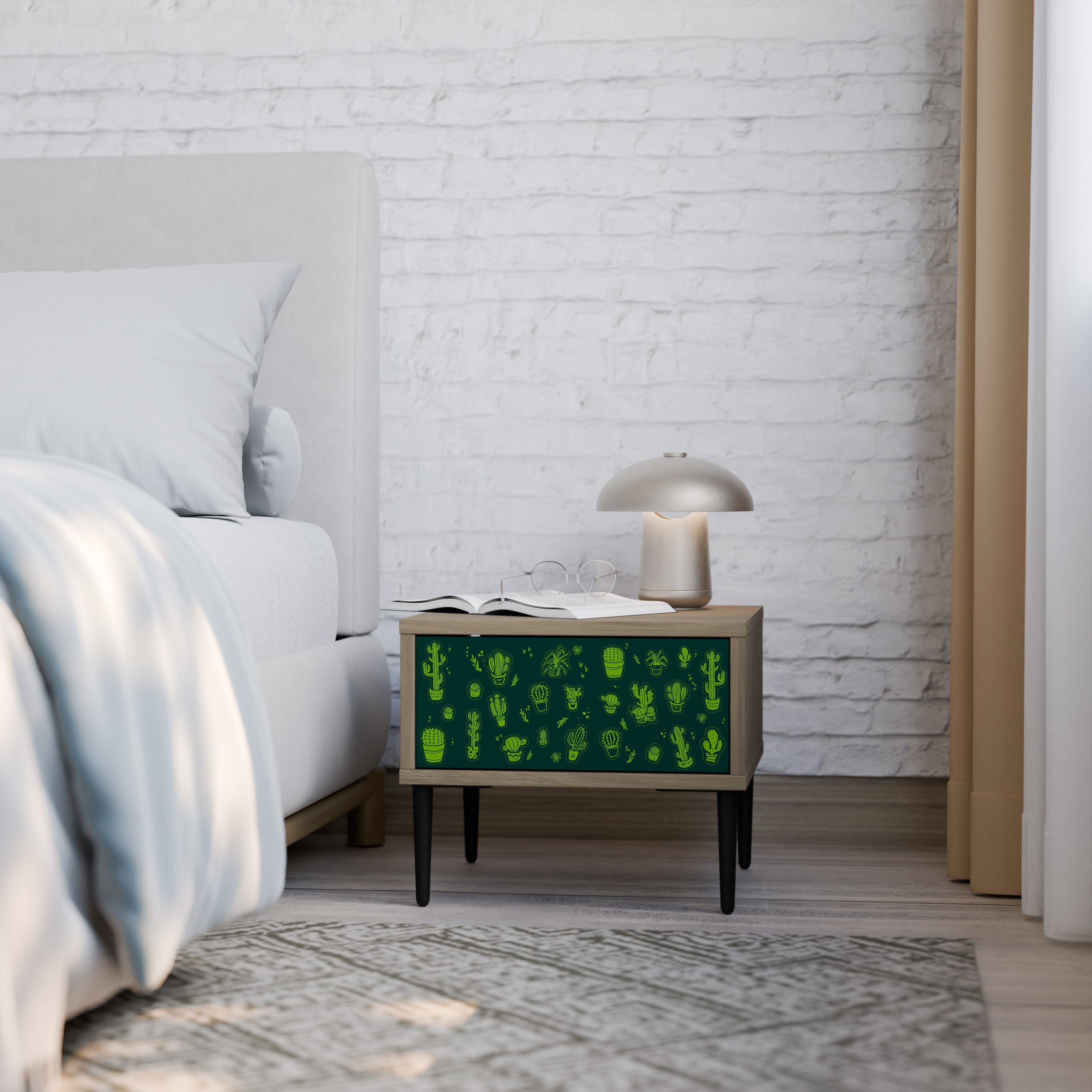 Table de chevet DESERT GREEN effet chêne