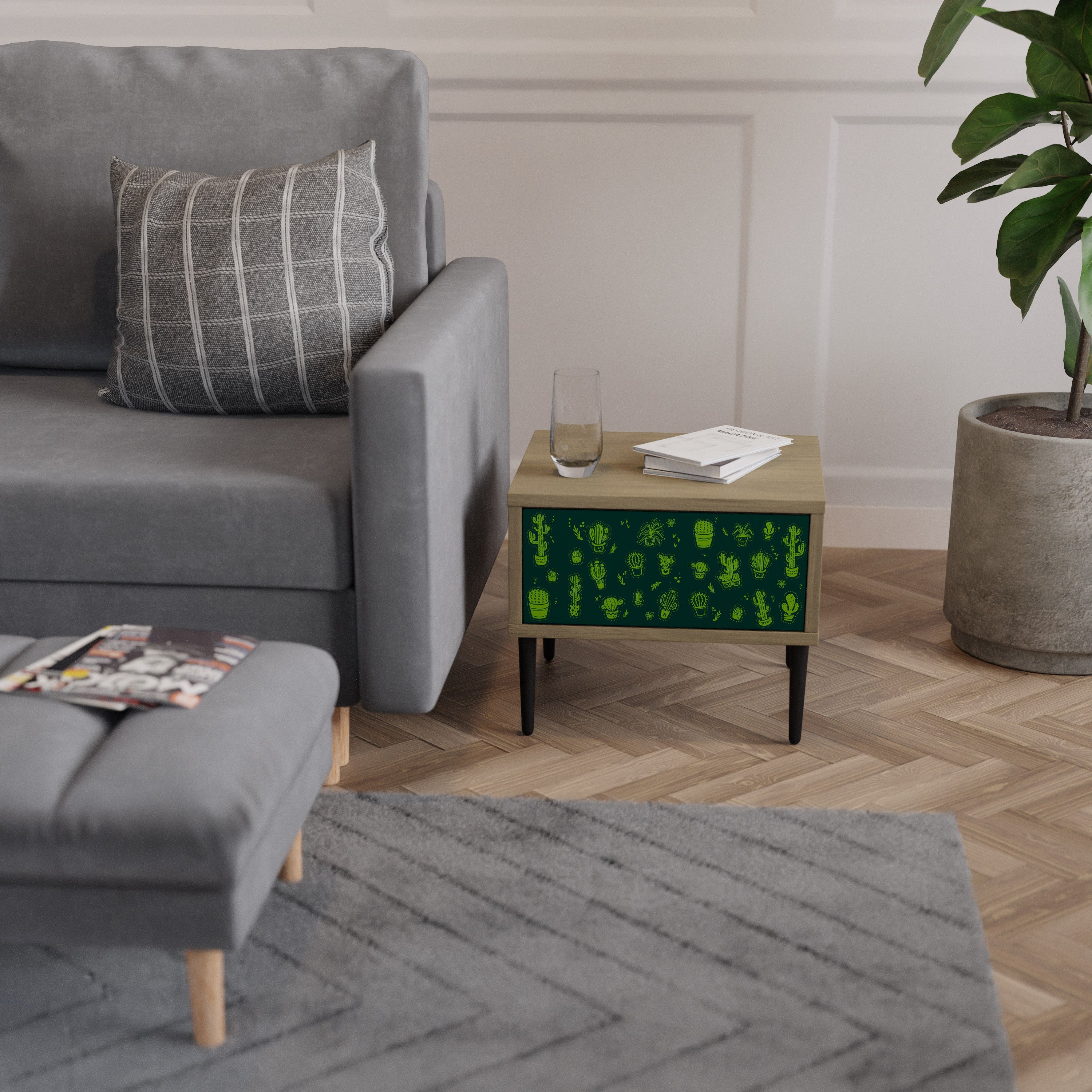 Table de chevet DESERT GREEN effet chêne