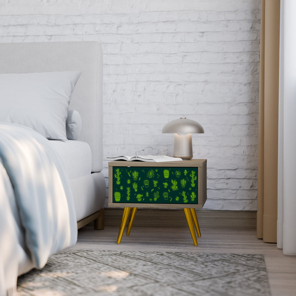 Table de chevet DESERT GREEN effet chêne