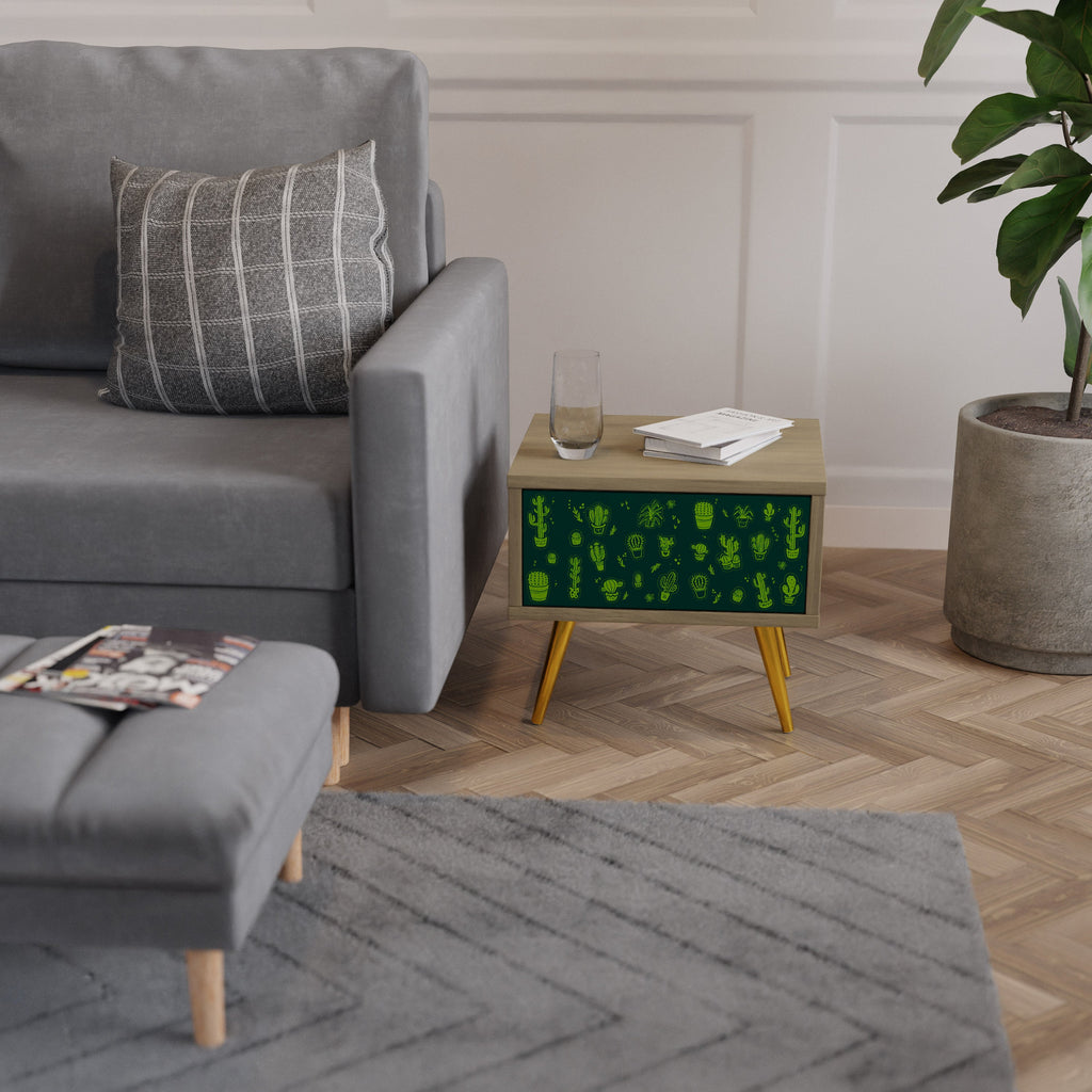 Table de chevet DESERT GREEN effet chêne