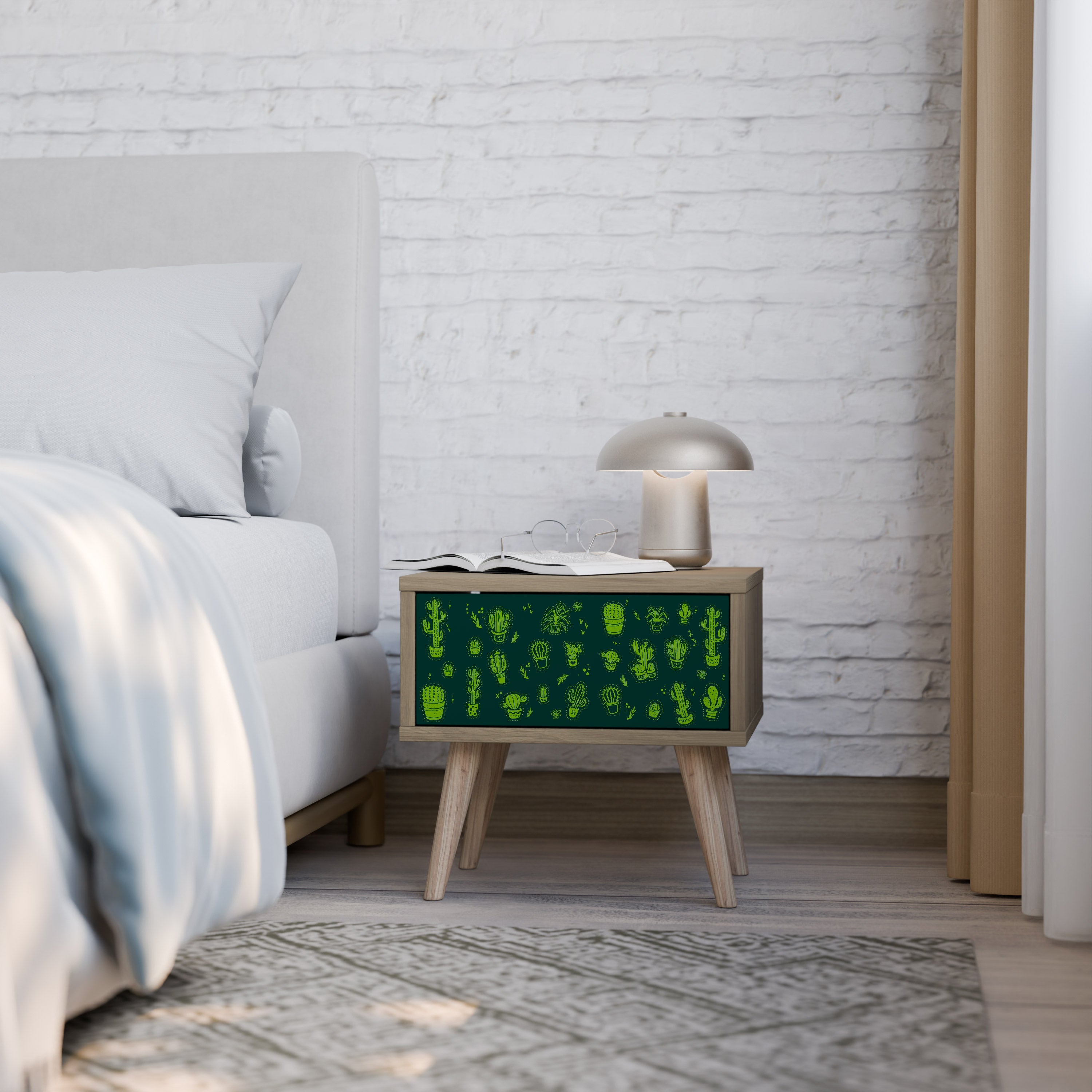 Table de chevet DESERT GREEN effet chêne