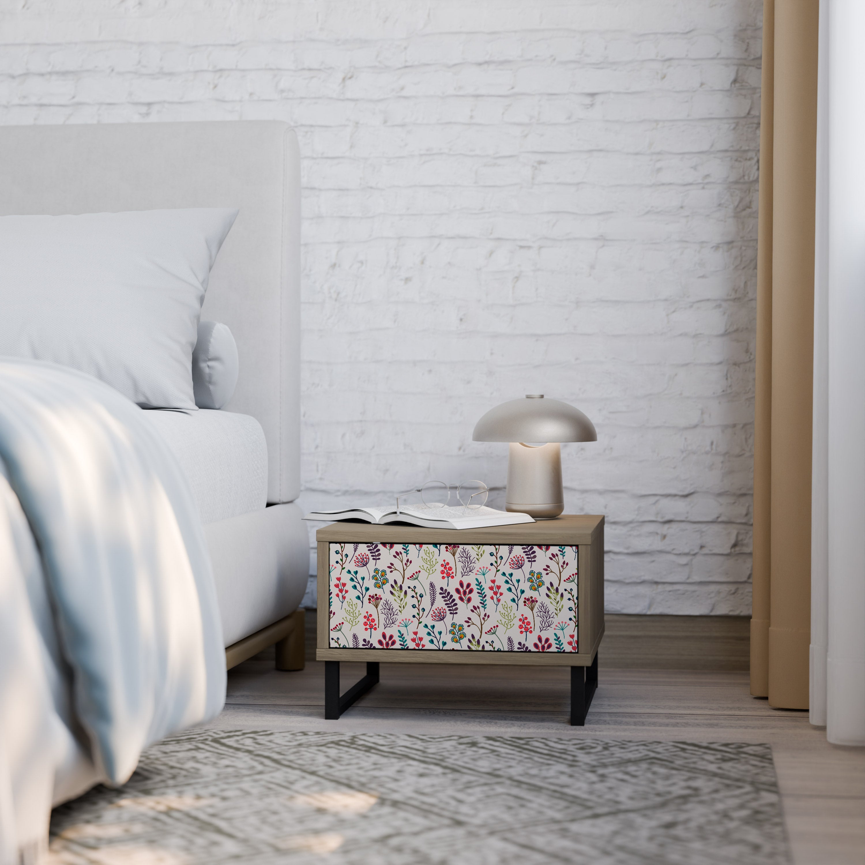 ARTICLES D'AUTOMNE Table de chevet effet chêne