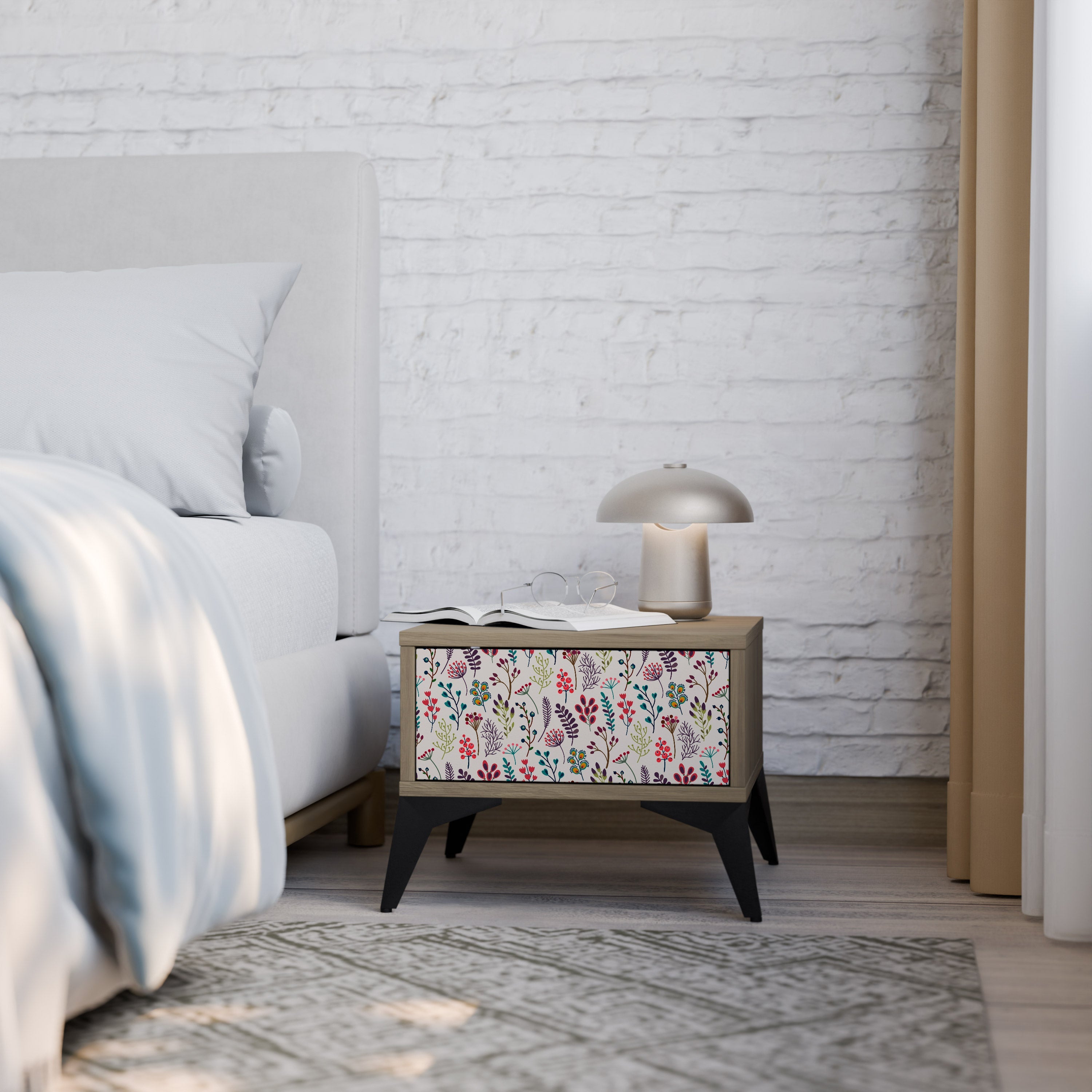 ARTICLES D'AUTOMNE Table de chevet effet chêne