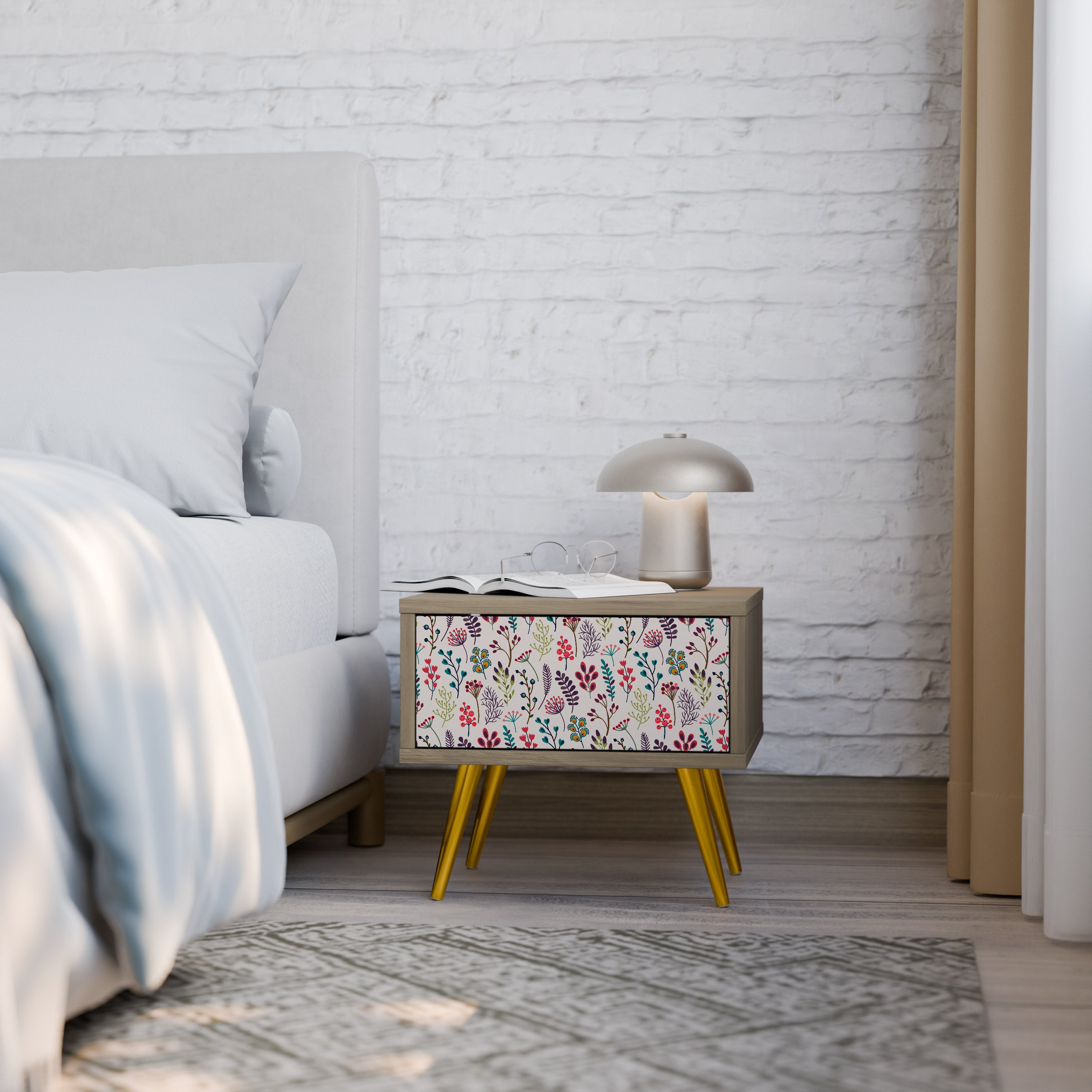 ARTICLES D'AUTOMNE Table de chevet effet chêne