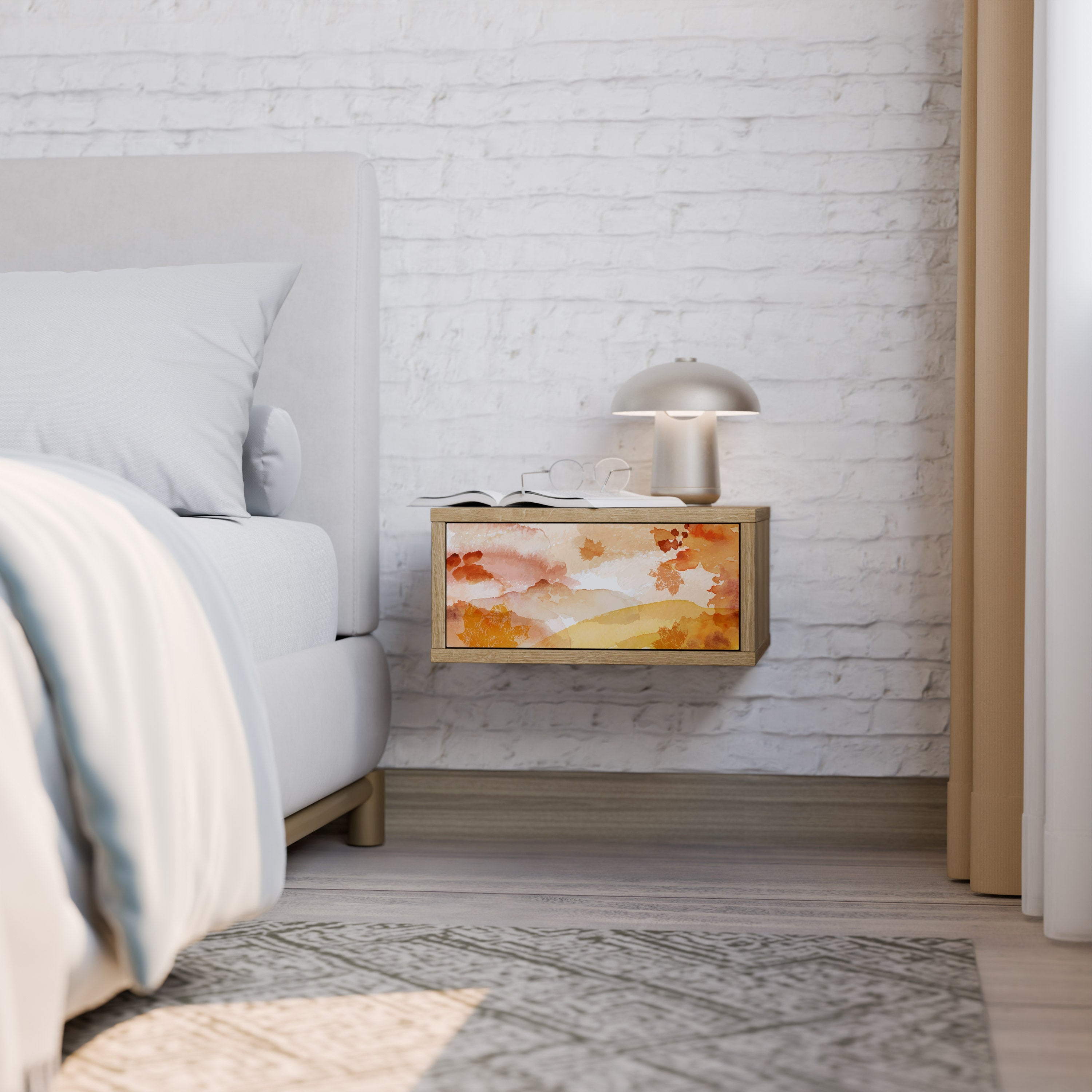 Table de chevet TRACES OF AUTUMN effet chêne
