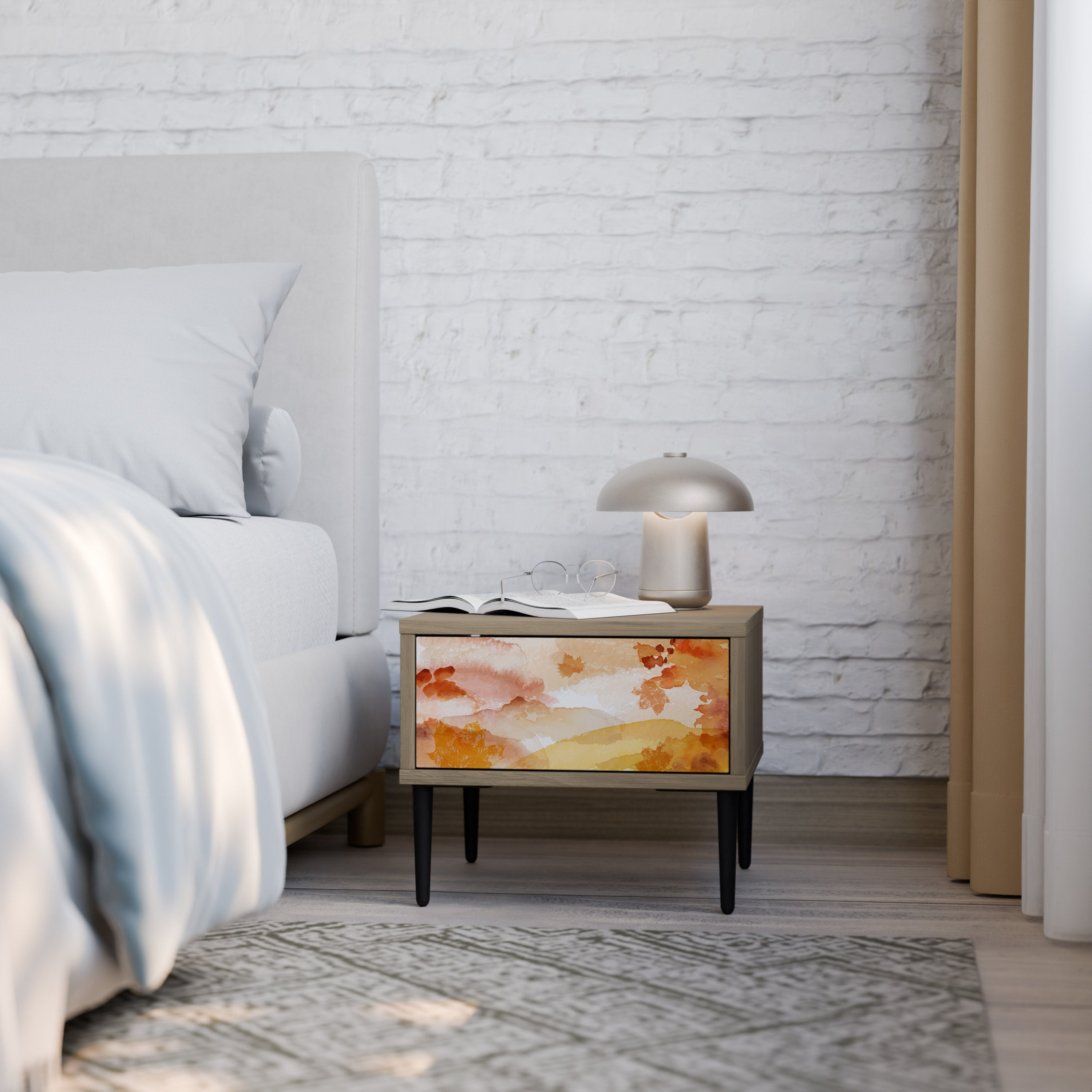 Table de chevet TRACES OF AUTUMN effet chêne
