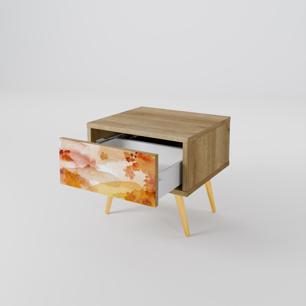 Table de chevet TRACES OF AUTUMN effet chêne