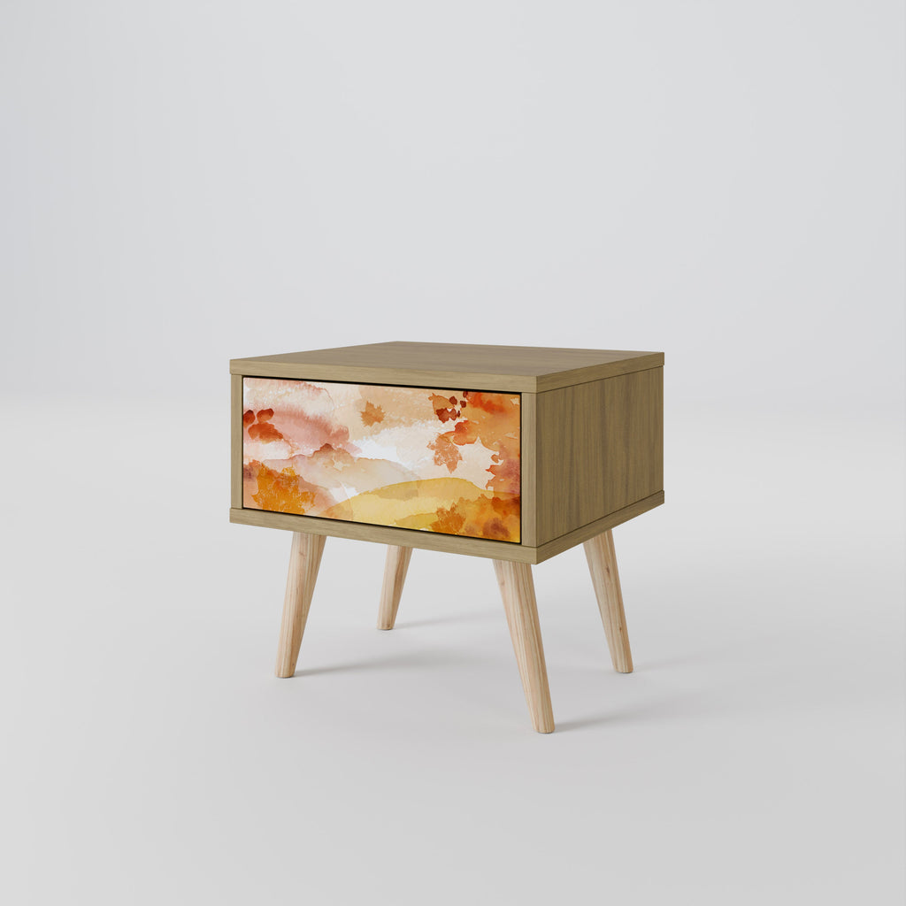 Table de chevet TRACES OF AUTUMN effet chêne