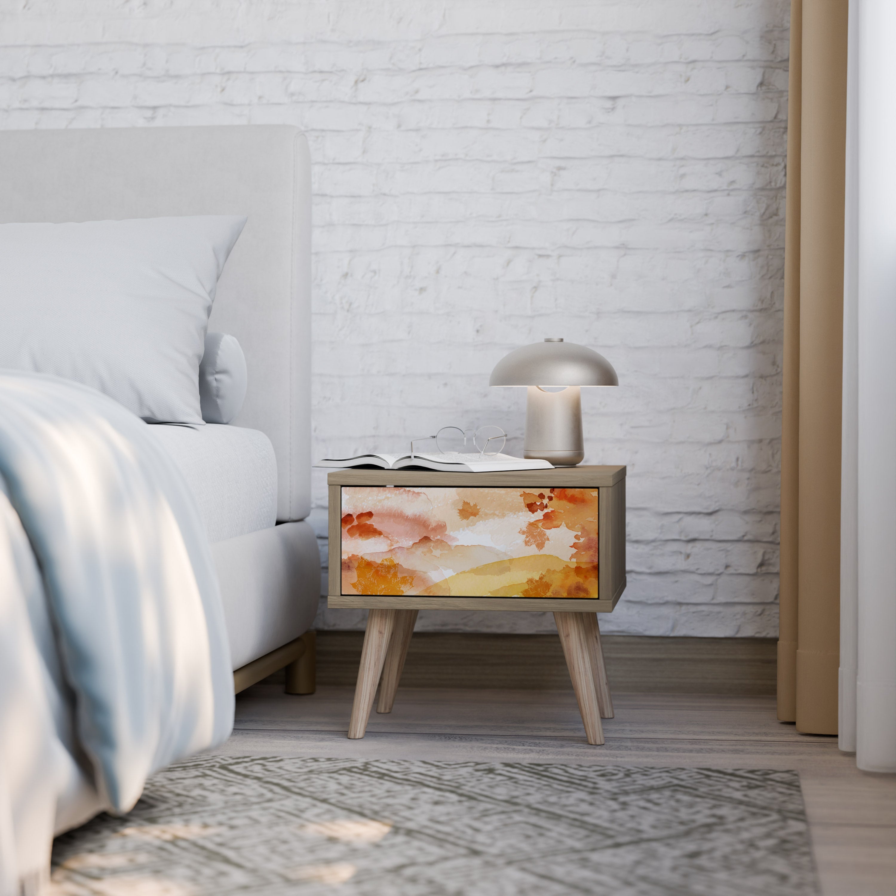 Table de chevet TRACES OF AUTUMN effet chêne