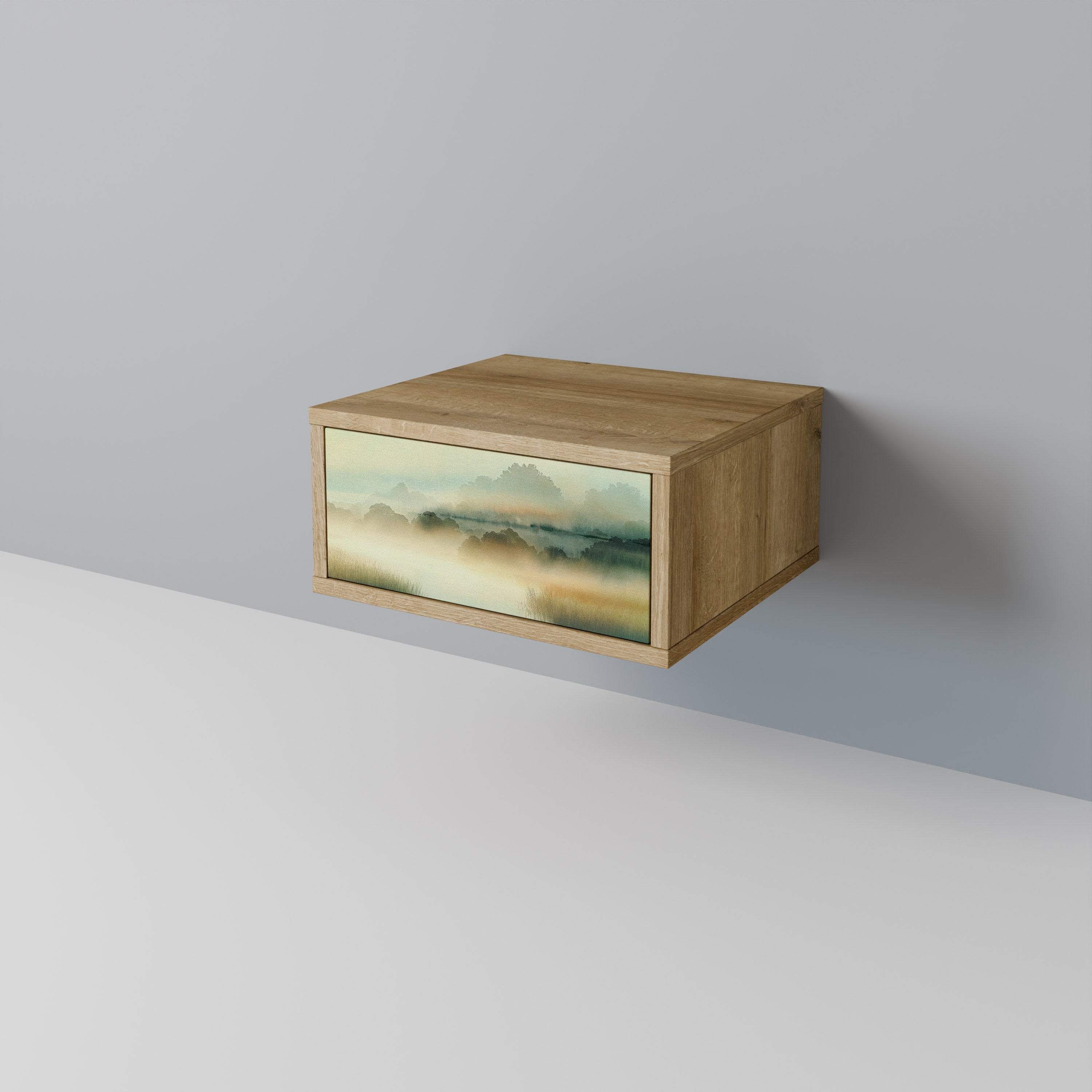 Table de chevet MORNING BY THE LAKE effet chêne