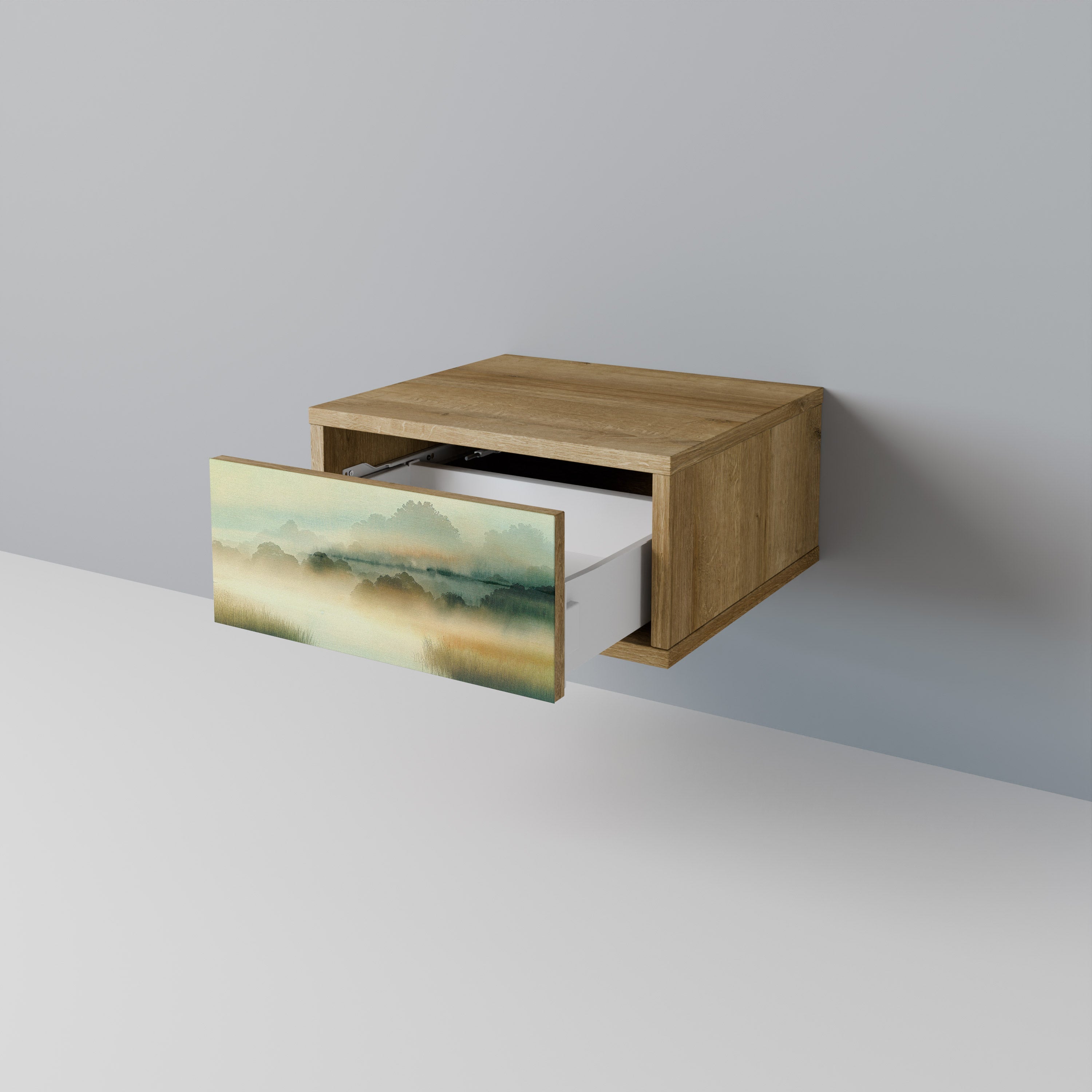 Table de chevet MORNING BY THE LAKE effet chêne