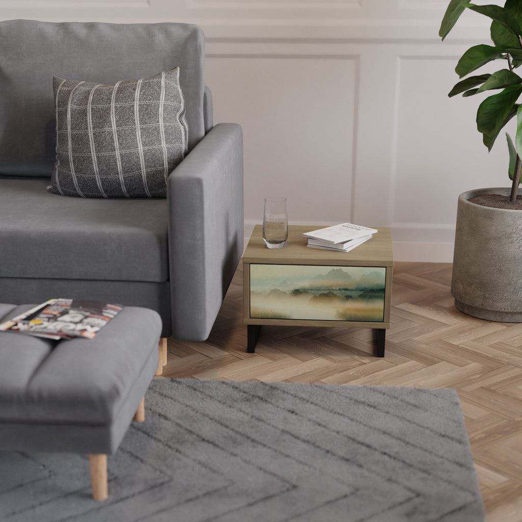 Table de chevet MORNING BY THE LAKE effet chêne